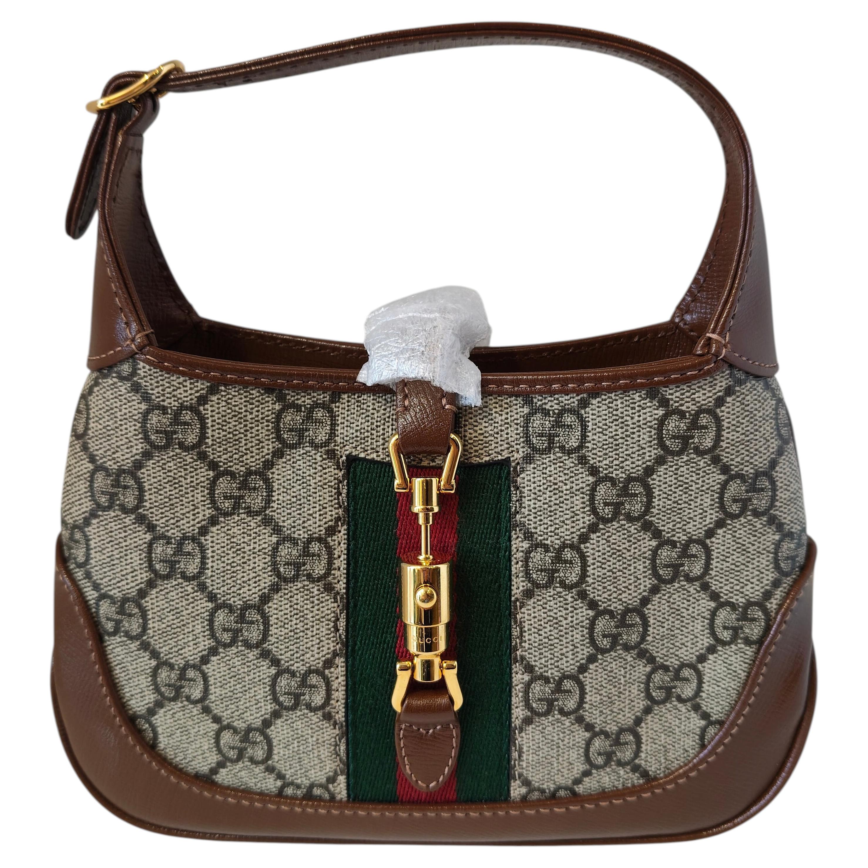 Gucci Contemporary GG Mini Jackie 1961 Beige Ebony Shoulder Handbag
