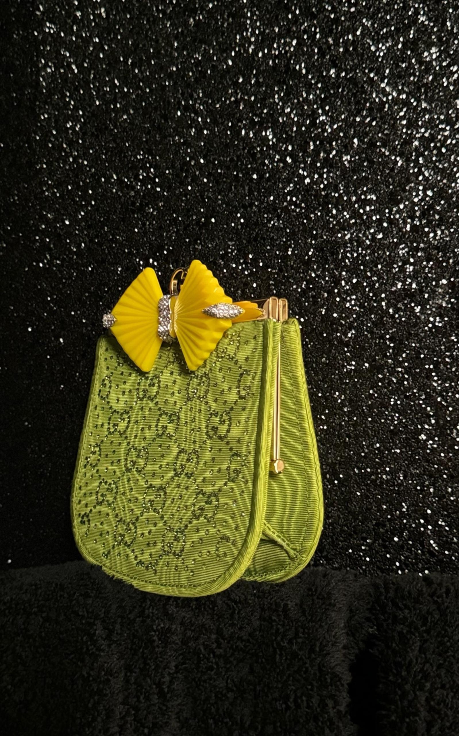 Gucci GG Moire Fabric Handbag with Bow and Crystals For Sale 1