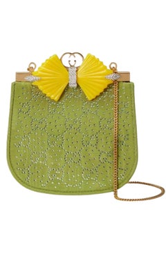 Gucci GG Moire Fabric Handbag with Bow and Crystals
