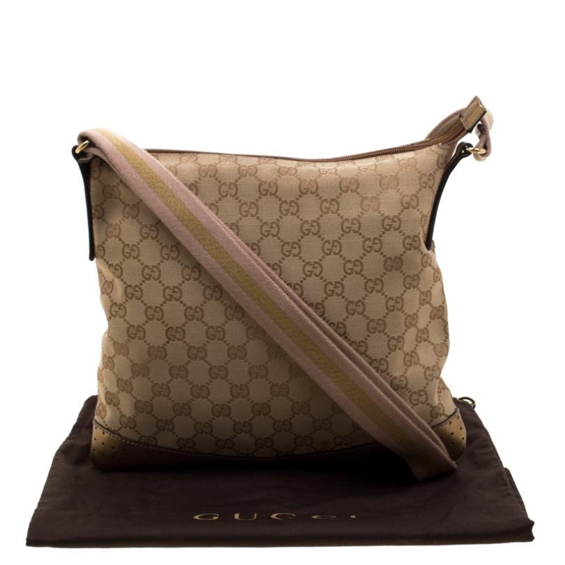 Gucci GG Monogram and Gold Perforated Leather Crossbody Bag 7