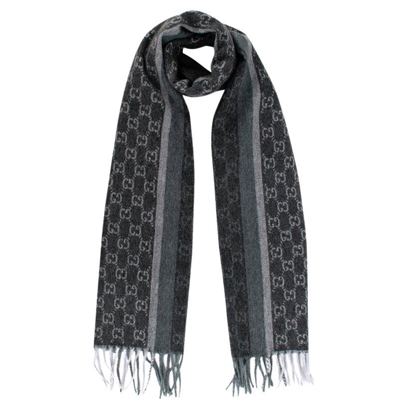 Gucci GG Monogram Anthracite Grey Wool 