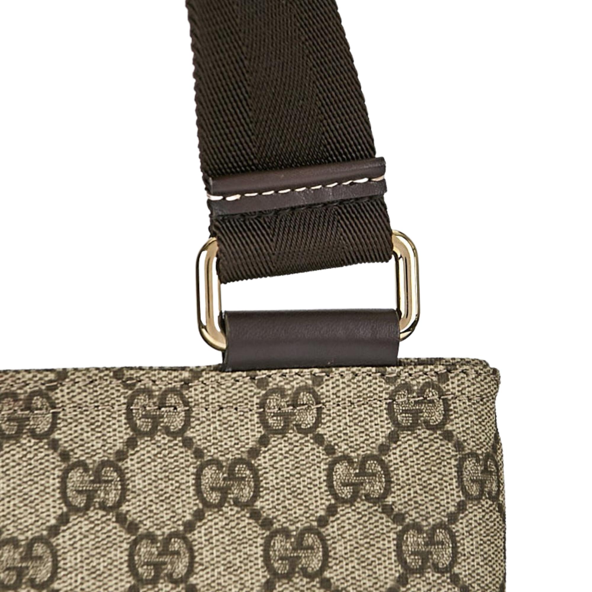 Brown Gucci GG Monogram Beige/Ebony Canvas Messenger Bag