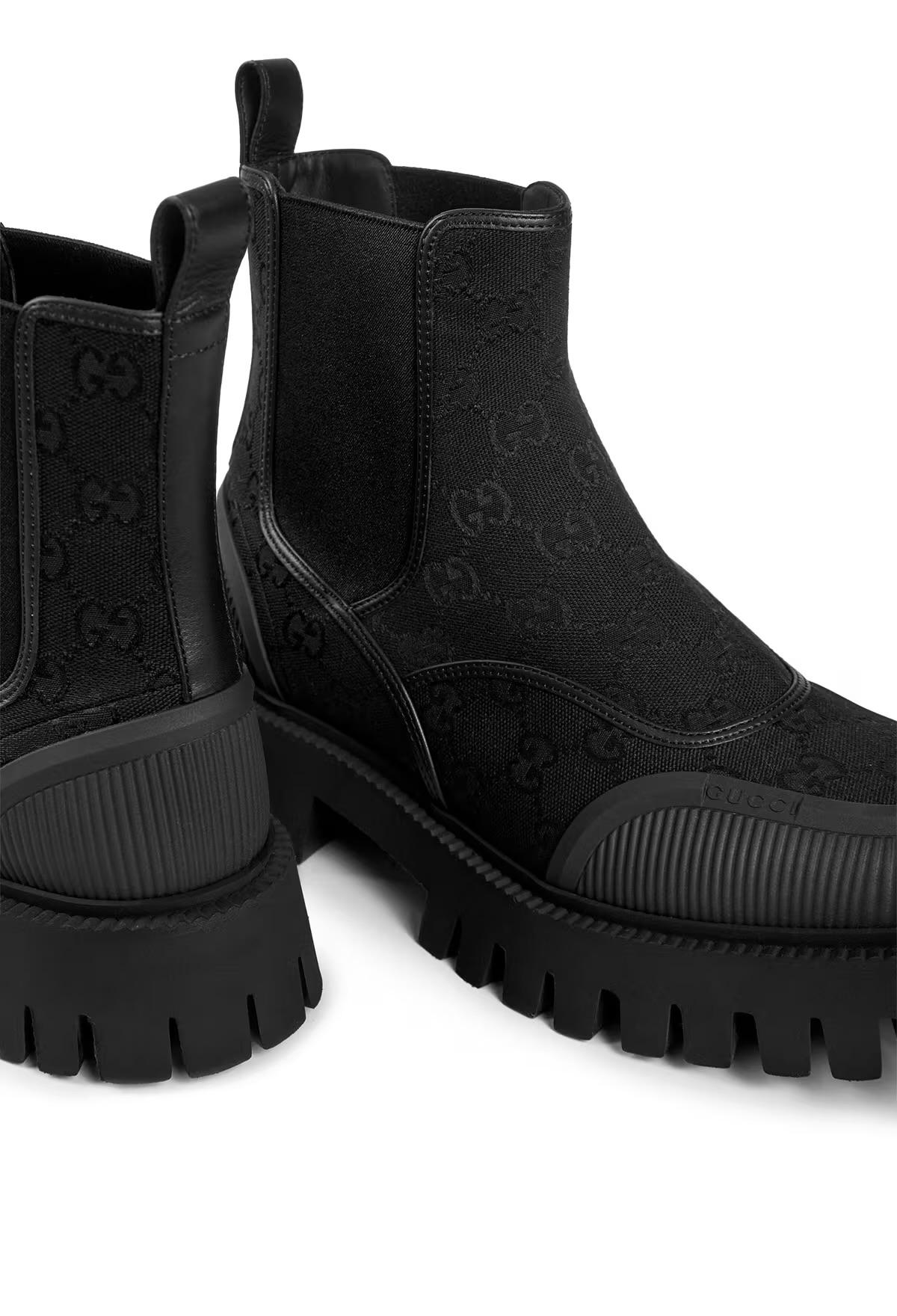 Gucci GG Monogram Black Ankle Chelsea Boot US 11 In New Condition For Sale In Montreal, Quebec