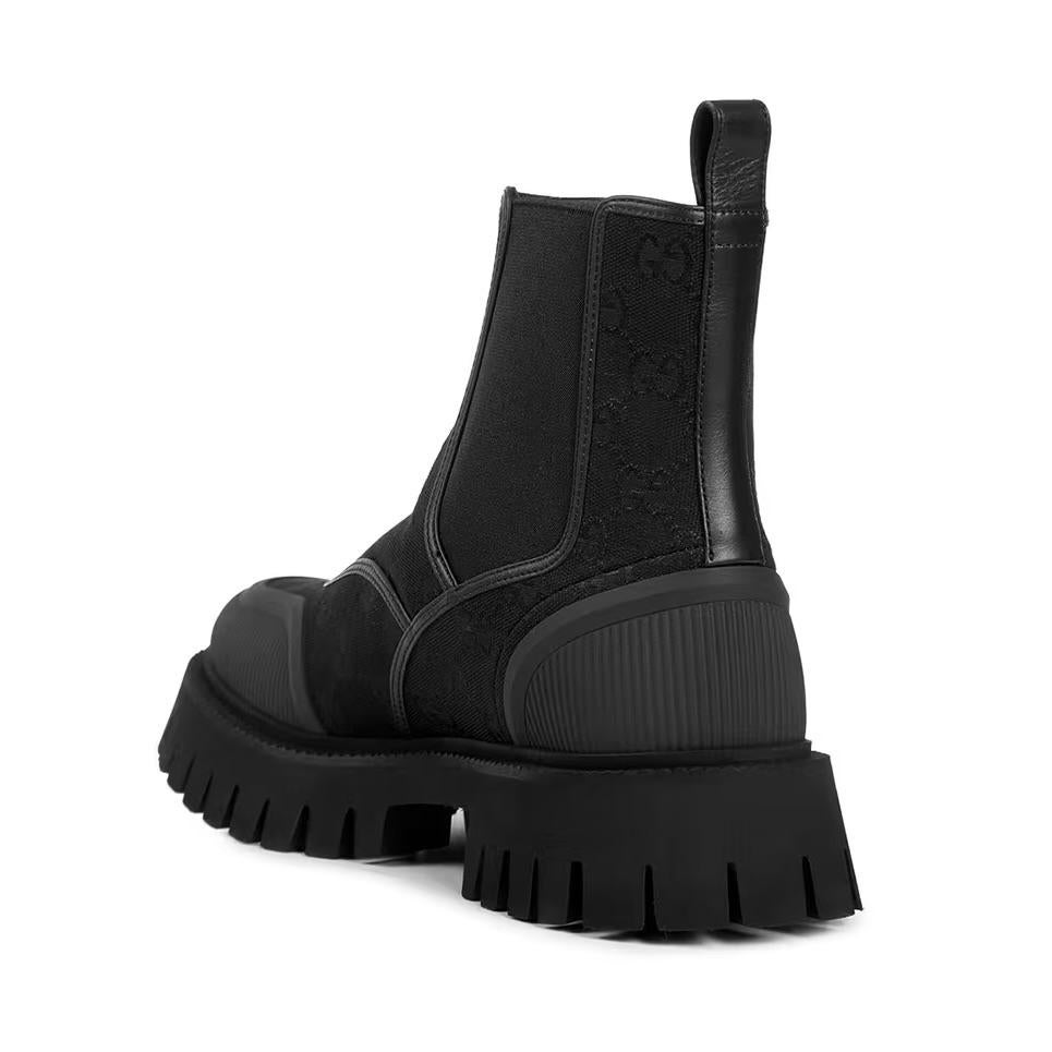 Men's Gucci GG Monogram Black Ankle Chelsea Boot US 11 For Sale