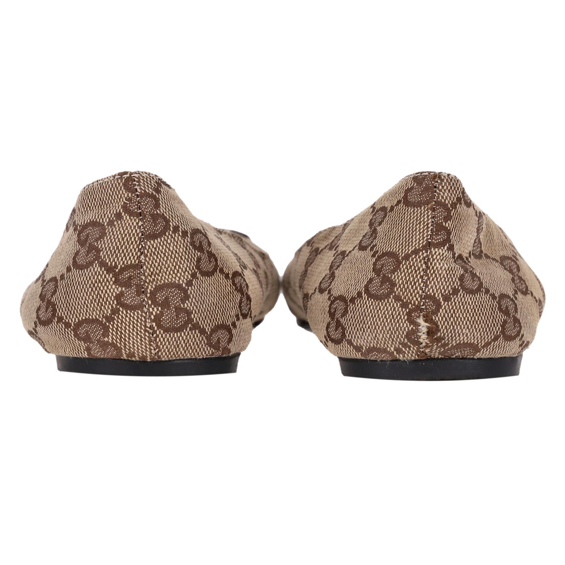 Noir Gucci 'GG' Monogram Canvas Ballet Flats