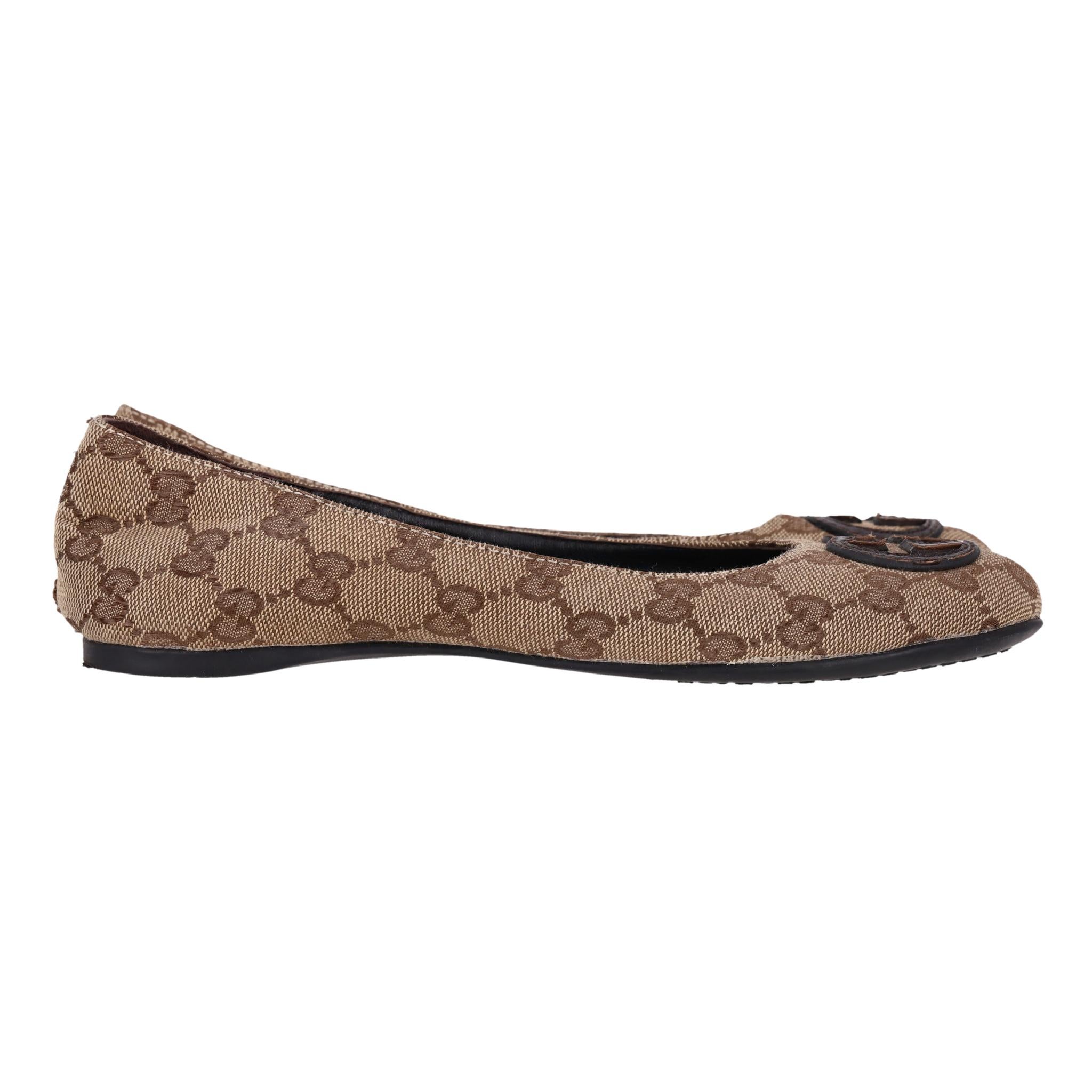 Gucci 'GG' Monogram Canvas Ballet Flats État moyen à London, GB
