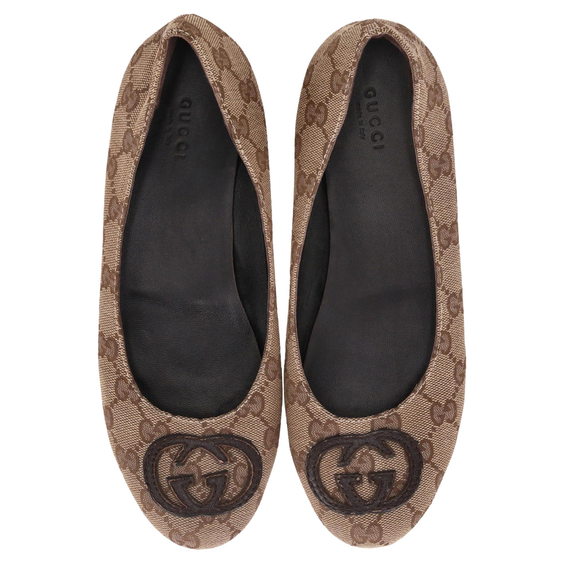 Gucci 
GG
 Monogram Canvas Ballet Flats