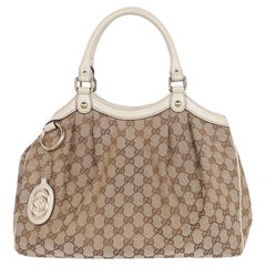 Gucci GG Monogram Canvas Sukey Shoulder Bag Medium Brown Beige