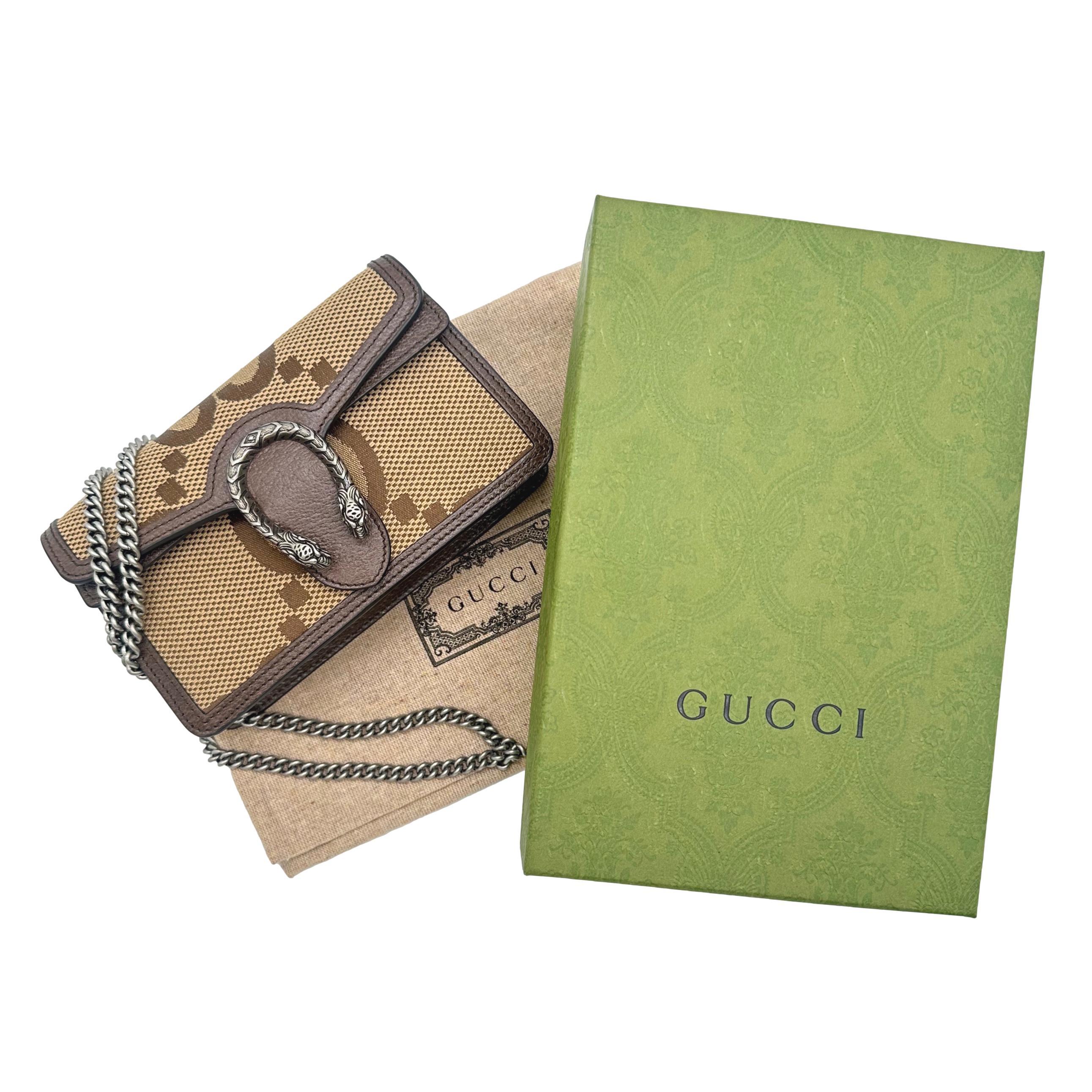 Gucci GG Monogram Canvas Super Mini Dionysus Shoulder Crossbody Bag, 2022 7