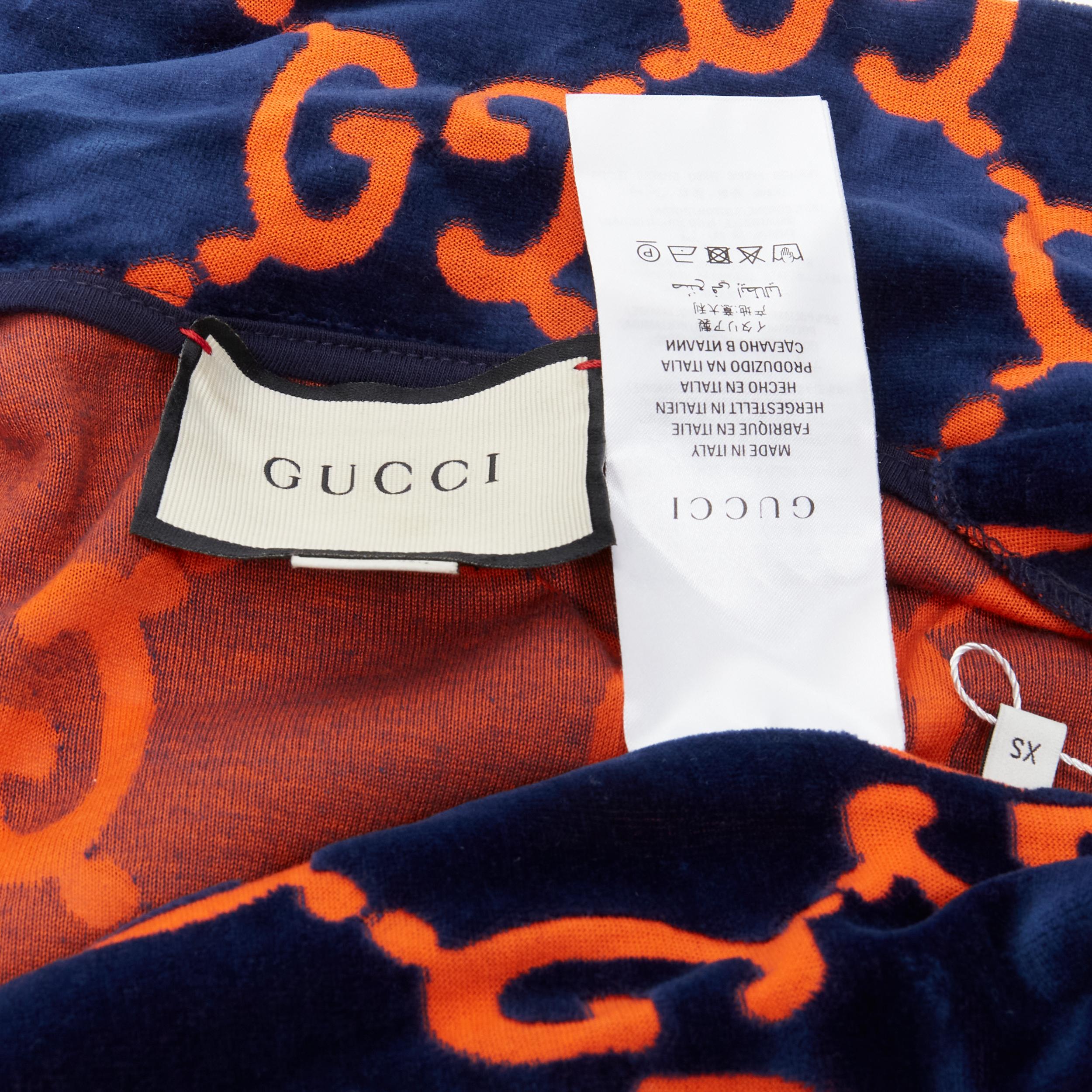 GUCCI GG monogram cotton velvet devore navy orange track jacket XS 1