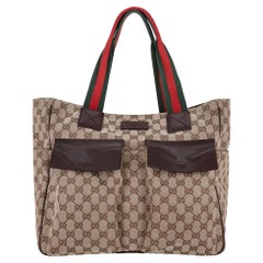 Gucci 'GG' Monogram Double Pocket Web Stripe Tote Bag