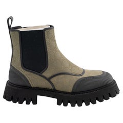 Gucci GG Monogram Olive Green Ankle Chelsea Boot (US 9.5)