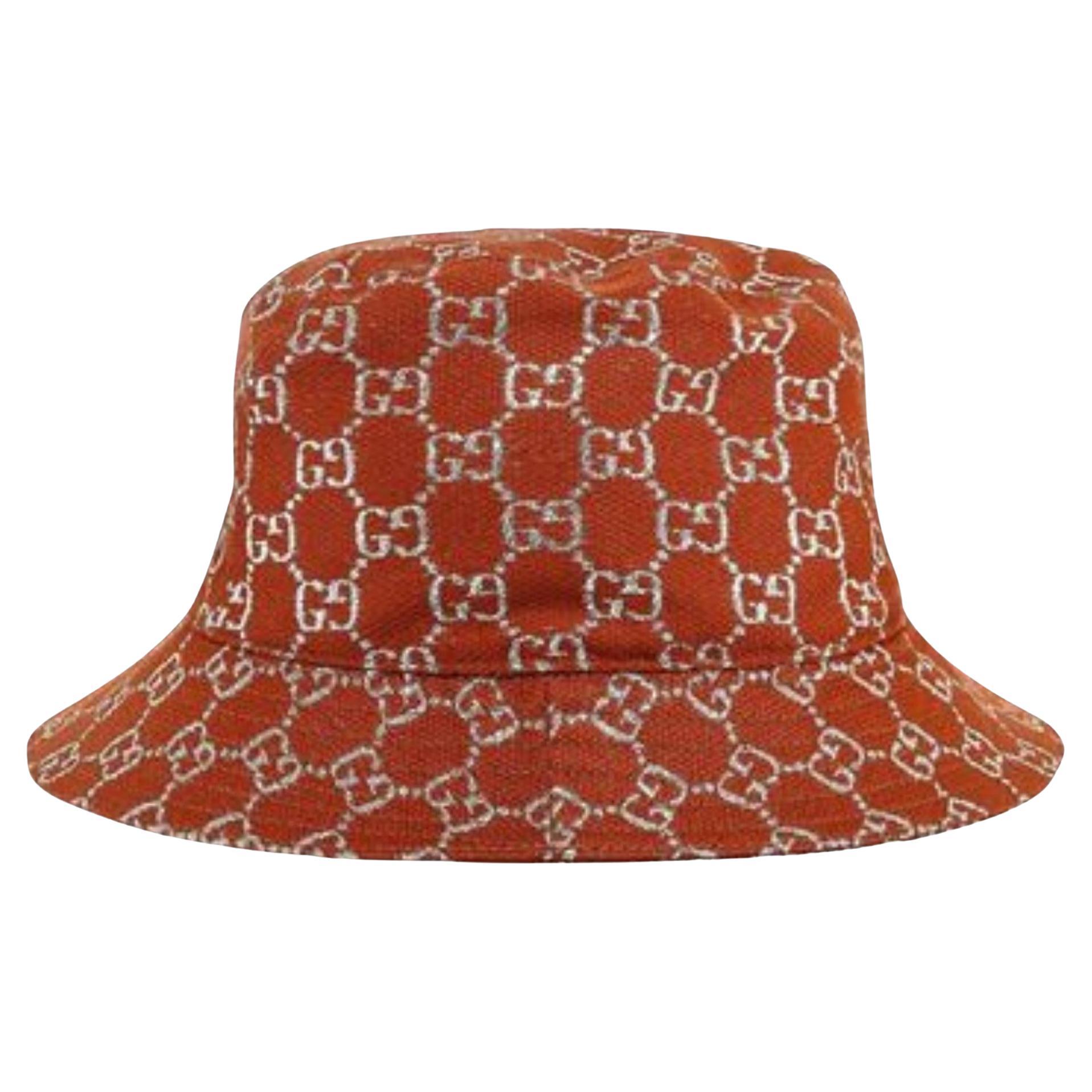 Gucci GG Monogram Printed Lamé Bucket Hat (631951) Large