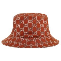 Used Gucci GG Monogram Printed Lamé Bucket Hat (631951) Large