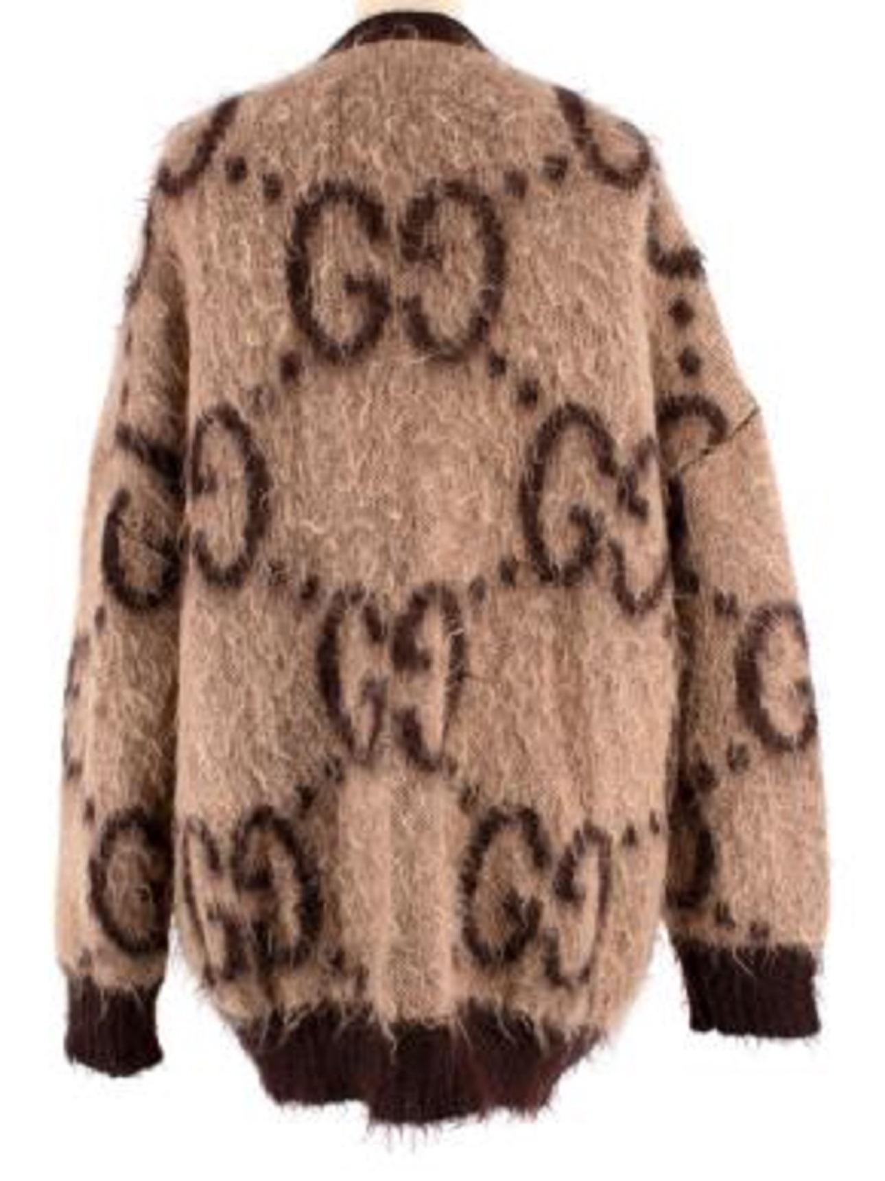 Gucci GG Monogram Reversible Mohair Cardigan In Excellent Condition For Sale In London, GB