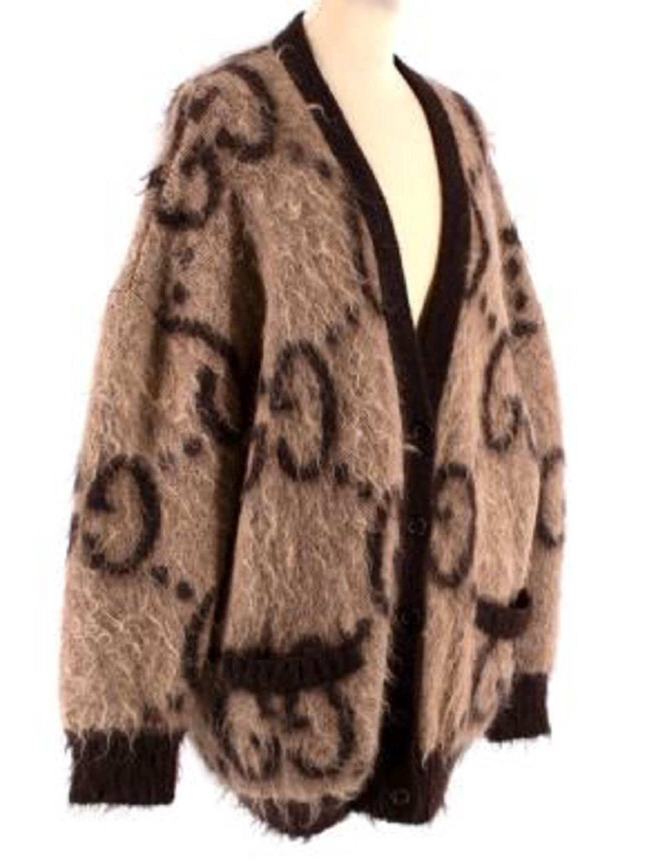 Women's Gucci GG Monogram Reversible Mohair Cardigan For Sale