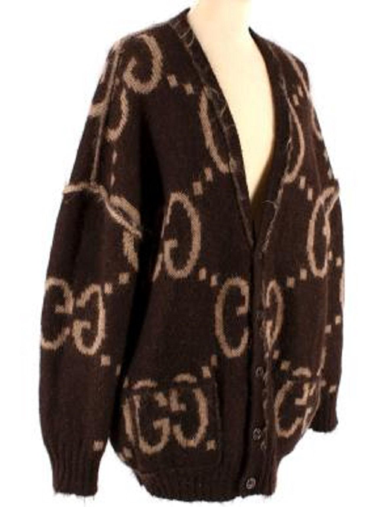 Gucci GG Monogram Reversible Mohair Cardigan For Sale 1