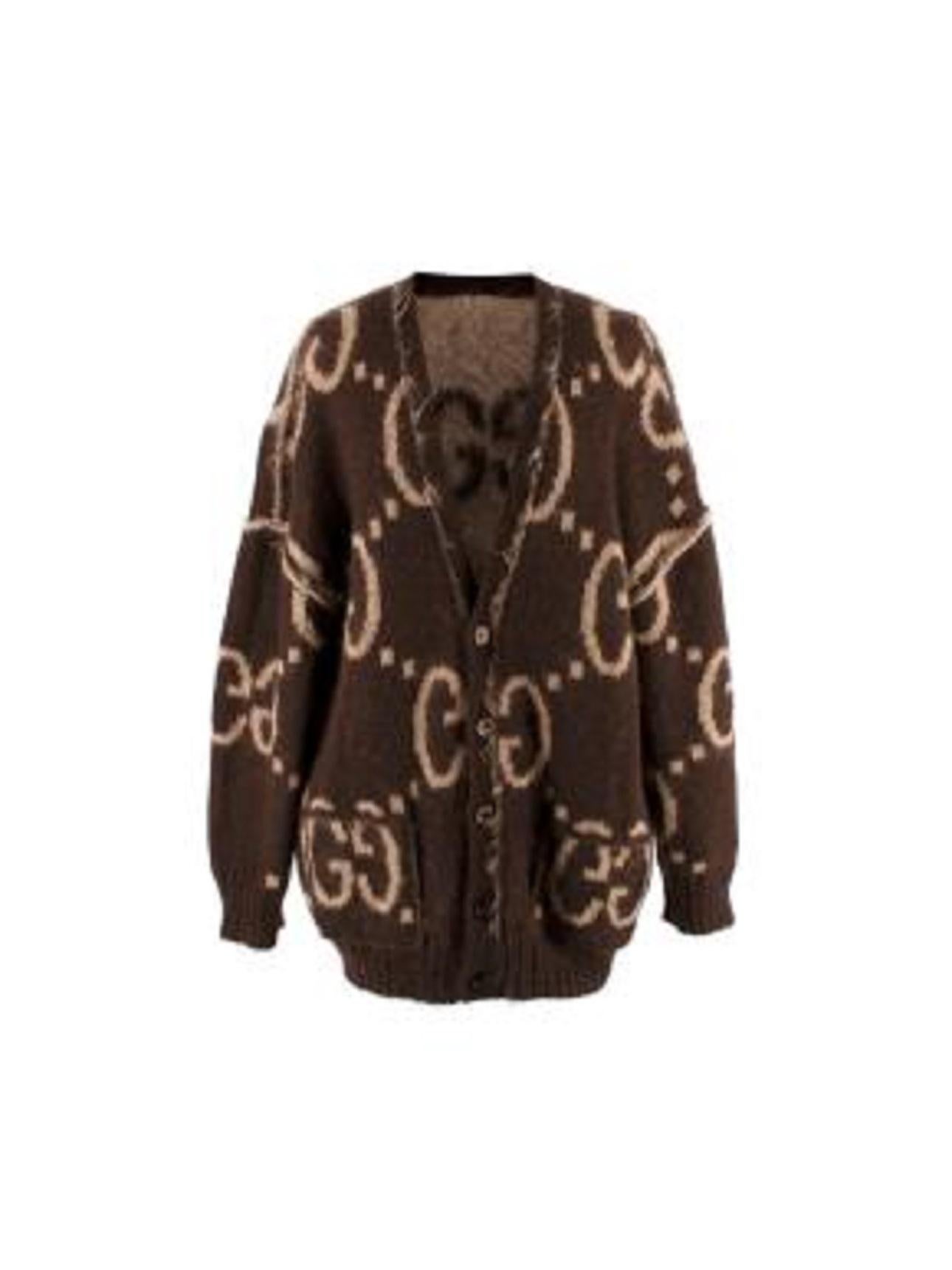 Gucci GG Monogram Reversible Mohair Cardigan For Sale 2