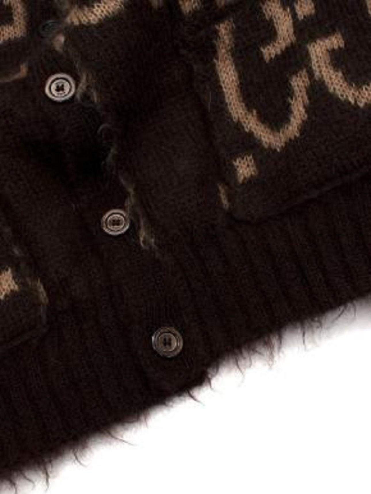 Gucci GG Monogram Reversible Mohair Cardigan For Sale 5