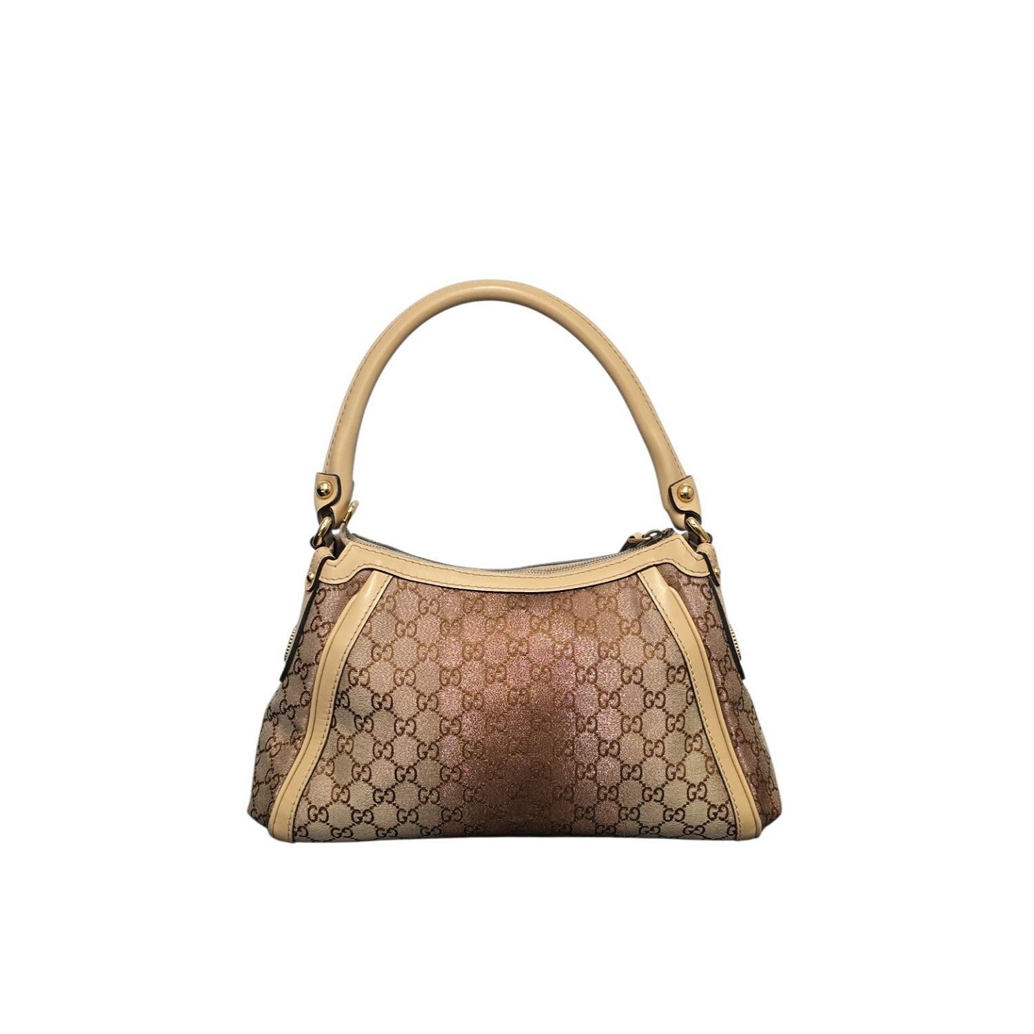 Marron Gucci GG Monogram Shimmer Canvas Small Scarlett Hobo en vente