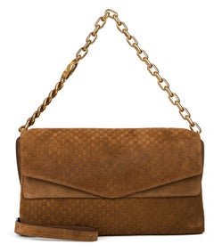 Gucci GG-Monogram Suede Shoulder Bag — Brown