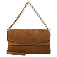 Gucci GG-Monogram Suede Shoulder Bag — Brown