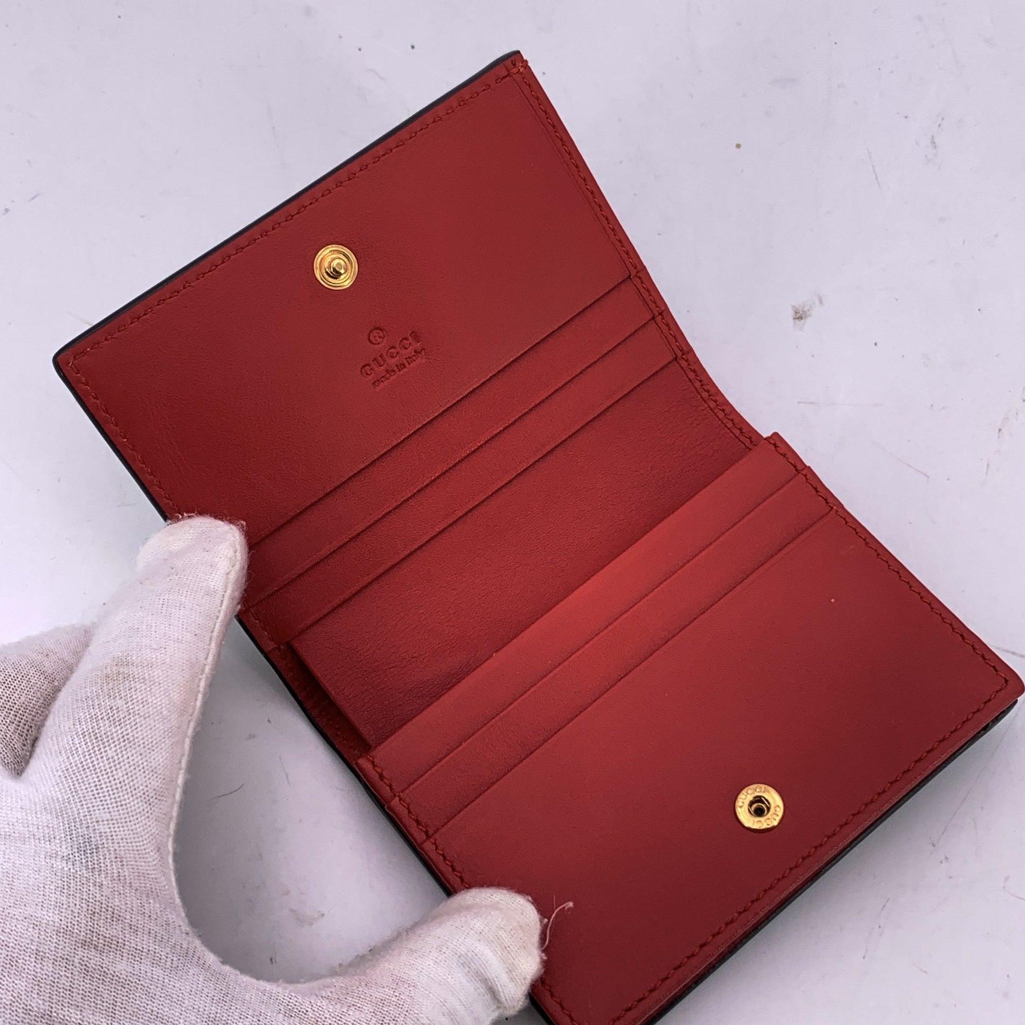 Women's Gucci GG Monogram Supreme Blooms Canvas Card Case Mini Wallet For Sale