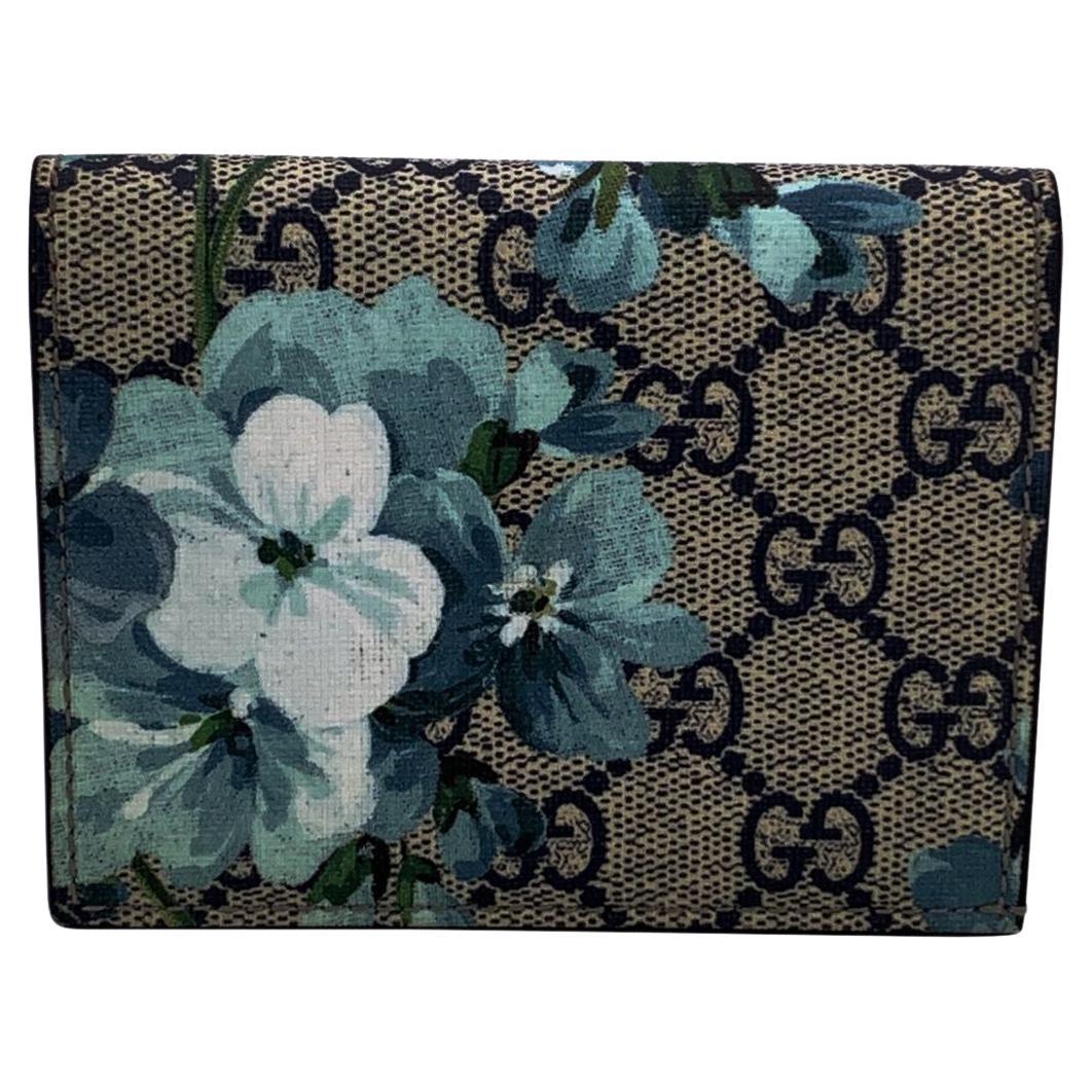Gucci GG Monogram Supreme Blooms Canvas Card Case Mini Wallet For Sale