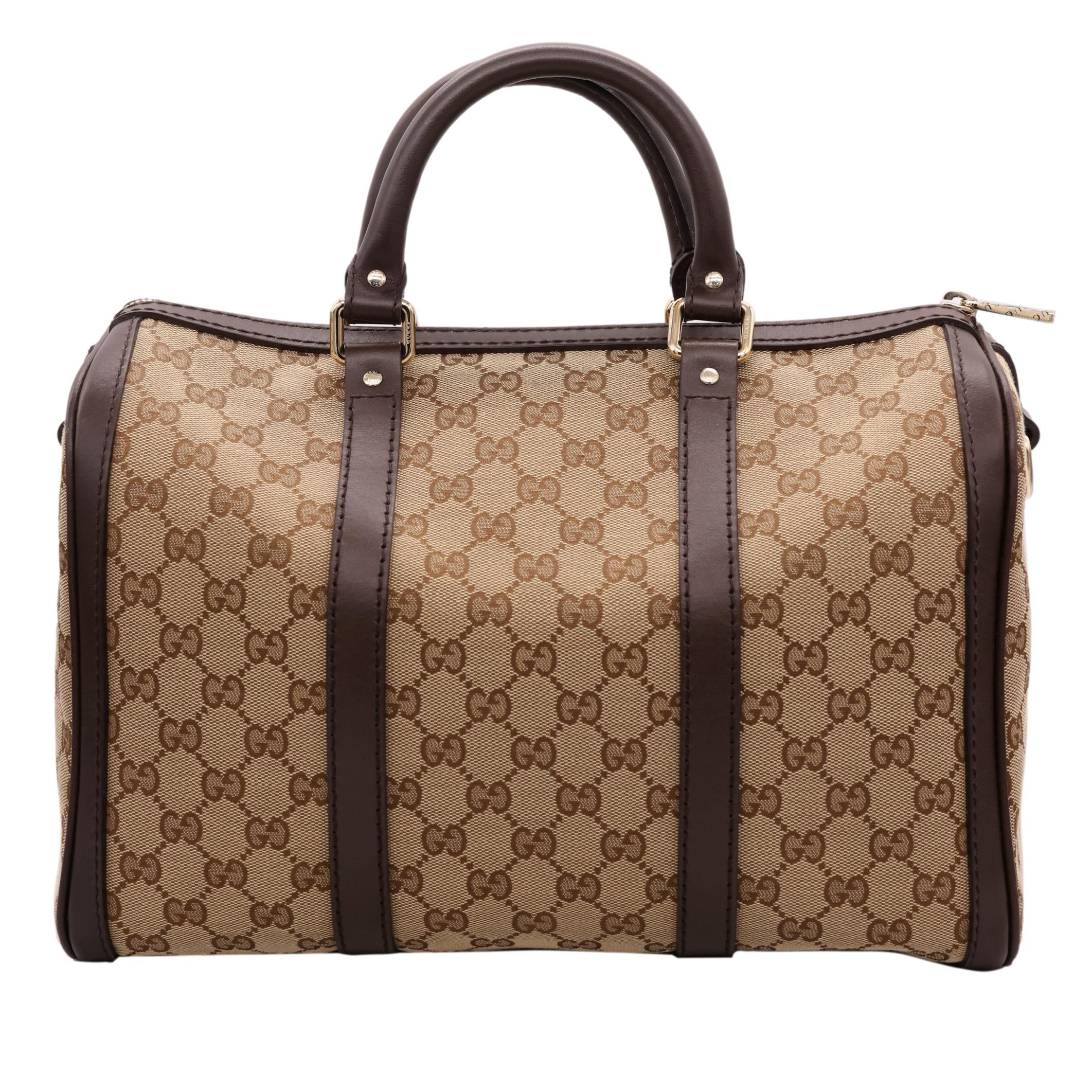 Gucci GG Monogram Supreme Canvas Brown Boston Top Handle Crossbody Bag, 2020. In Excellent Condition In Banner Elk, NC