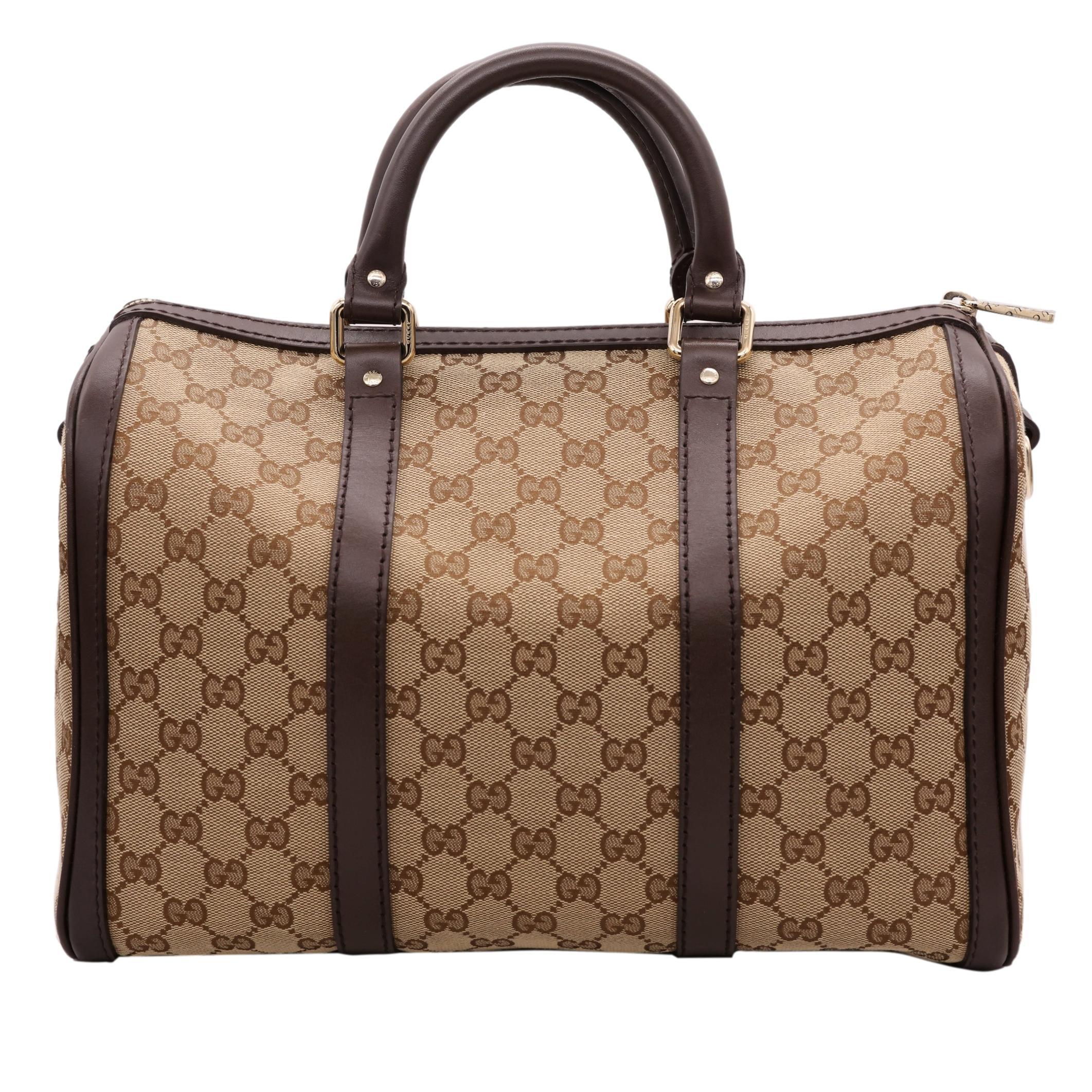 Gucci GG Monogram Supreme Canvas Brown Boston Top Handle Crossbody Bag, 2020. In Excellent Condition In Banner Elk, NC