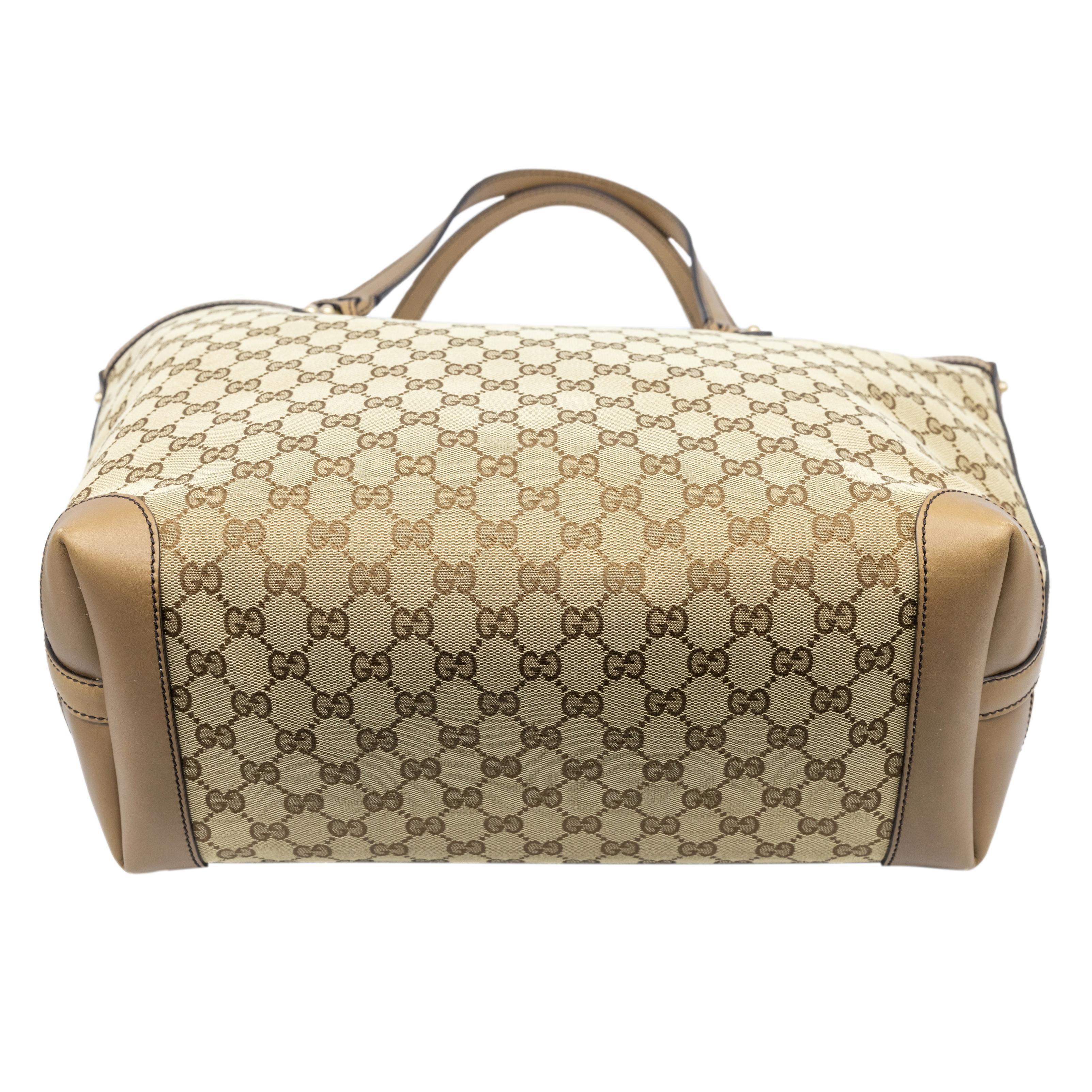Women's or Men's Gucci GG Monogram Supreme Canvas Tan Tote Shoulder Medium Craft Bag