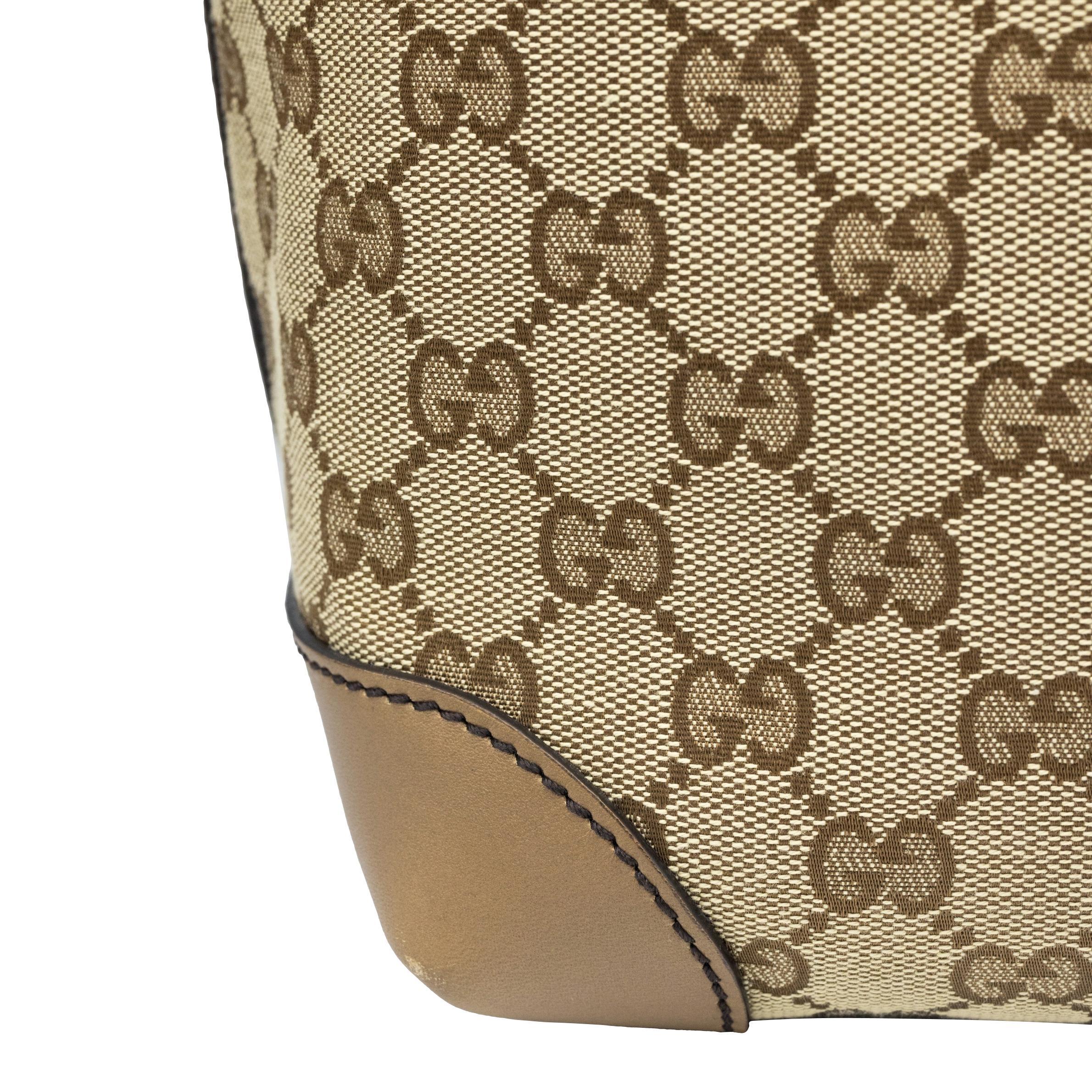 Gucci GG Monogram Supreme Canvas Tan Tote Shoulder Medium Craft Bag 3
