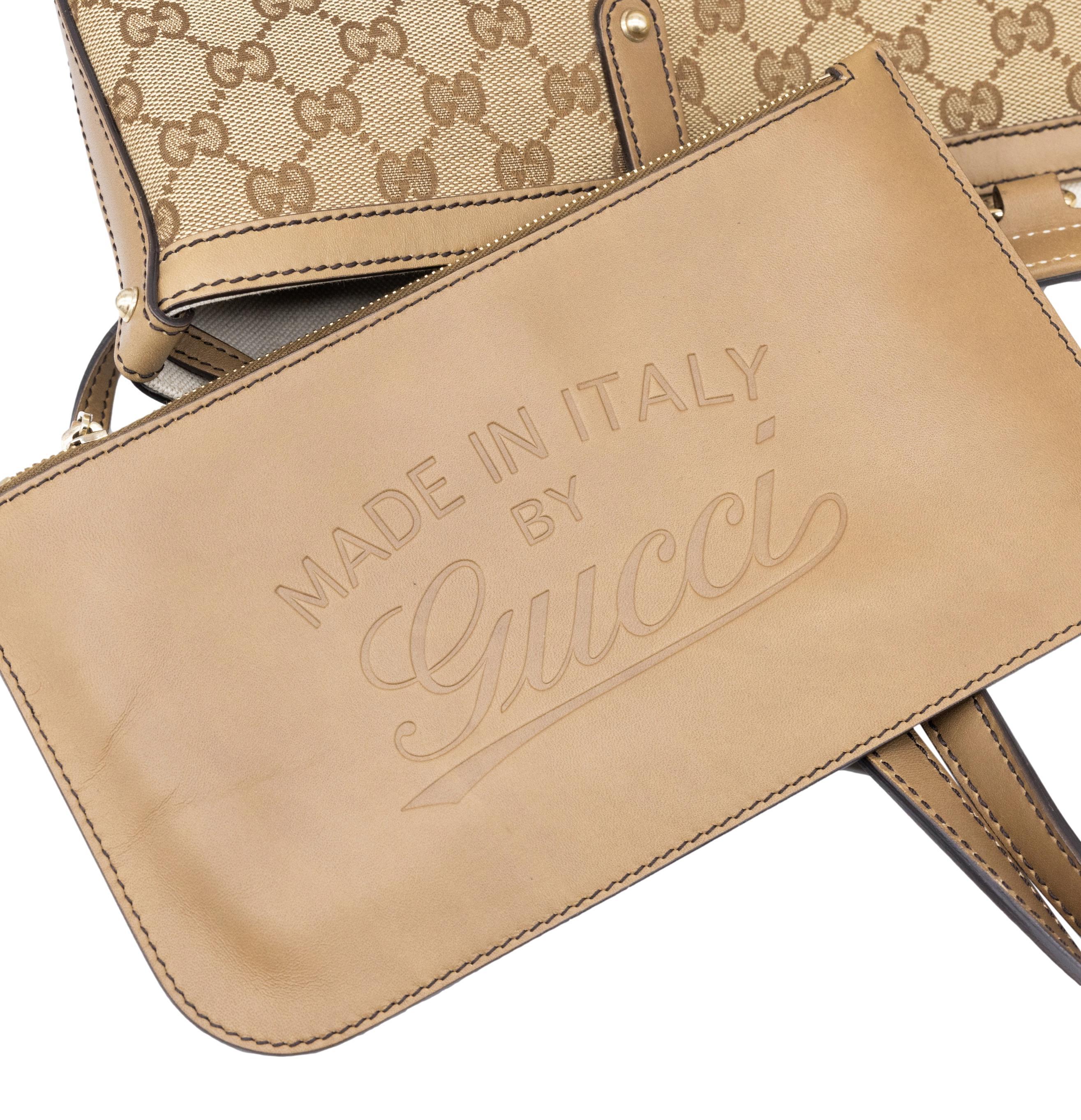 Gucci GG Monogram Supreme Canvas Tan Tote Shoulder Medium Craft Bag 4