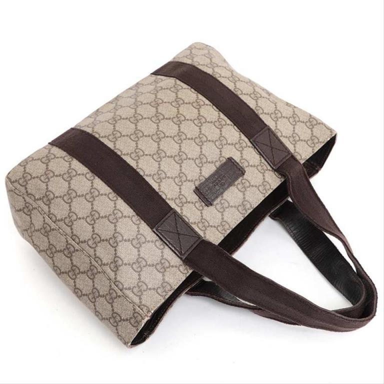 Gucci Gg Monogram Supreme Shopper Tote 230604 Brown Coated Canvas Shoulder Bag In Good Condition For Sale In Forest Hills, NY