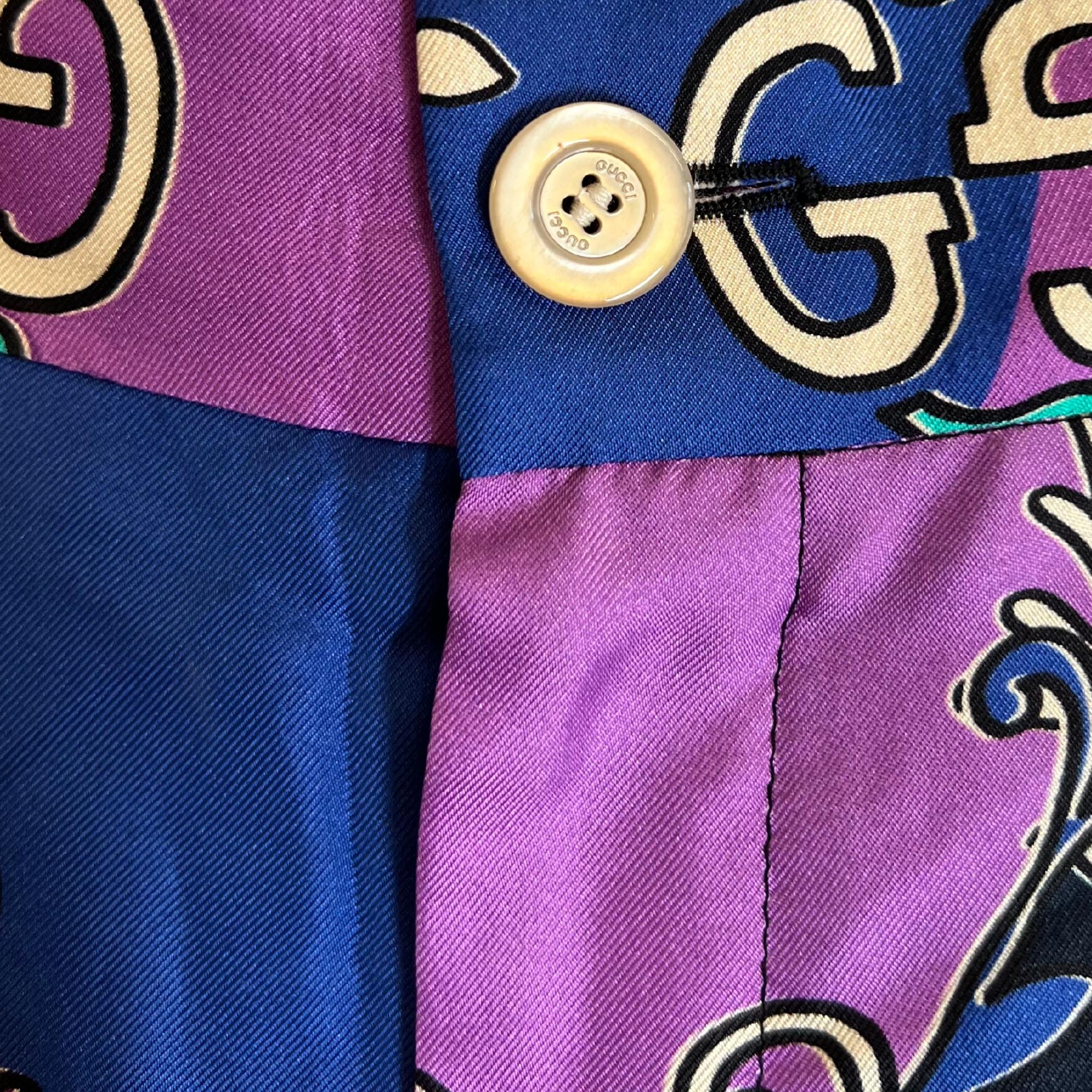 Gucci GG Monogram Vines Multicolor Silk Wide Leg Pants (US 6  28 Waist) 1