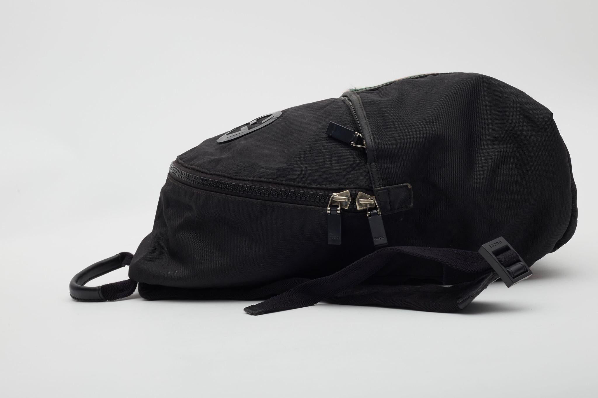 Gucci GG Monogram Web Classic Backpack Black For Sale 1