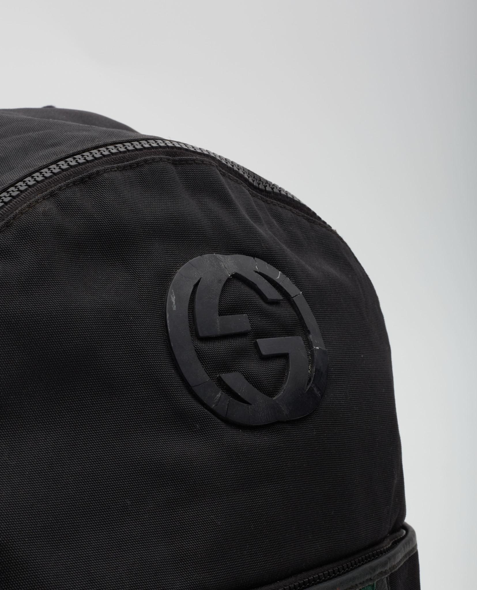Gucci GG Monogram Web Classic Backpack Black For Sale 4