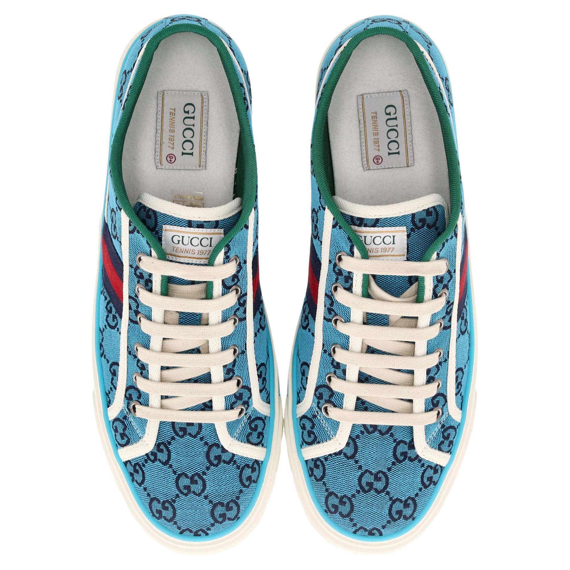 Gucci 
GG
 Monogram Web Stripe 1977 Tennis Canvas Sneakers For Sale