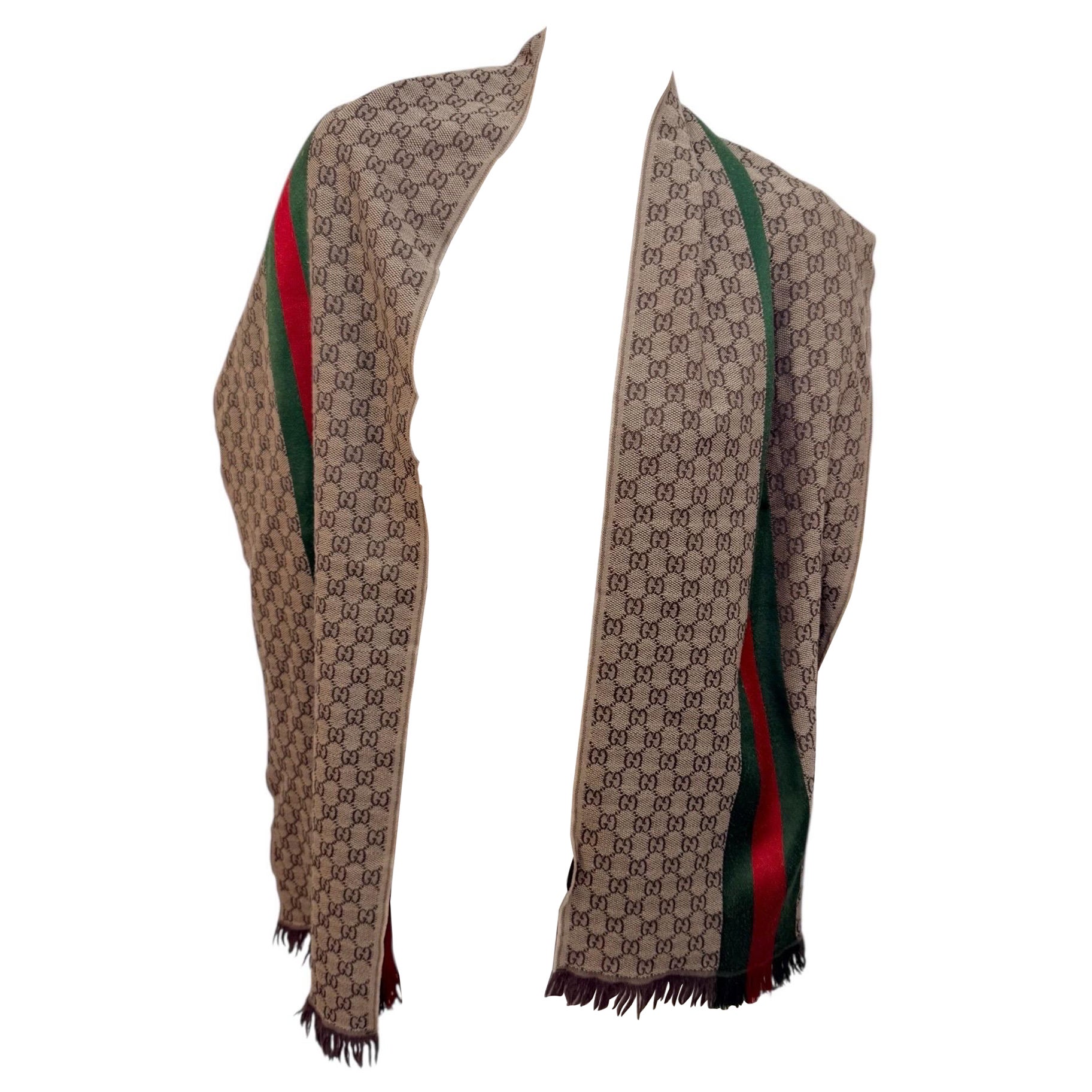 Sciarpa in lana e seta GG Monogram, Made in Italy