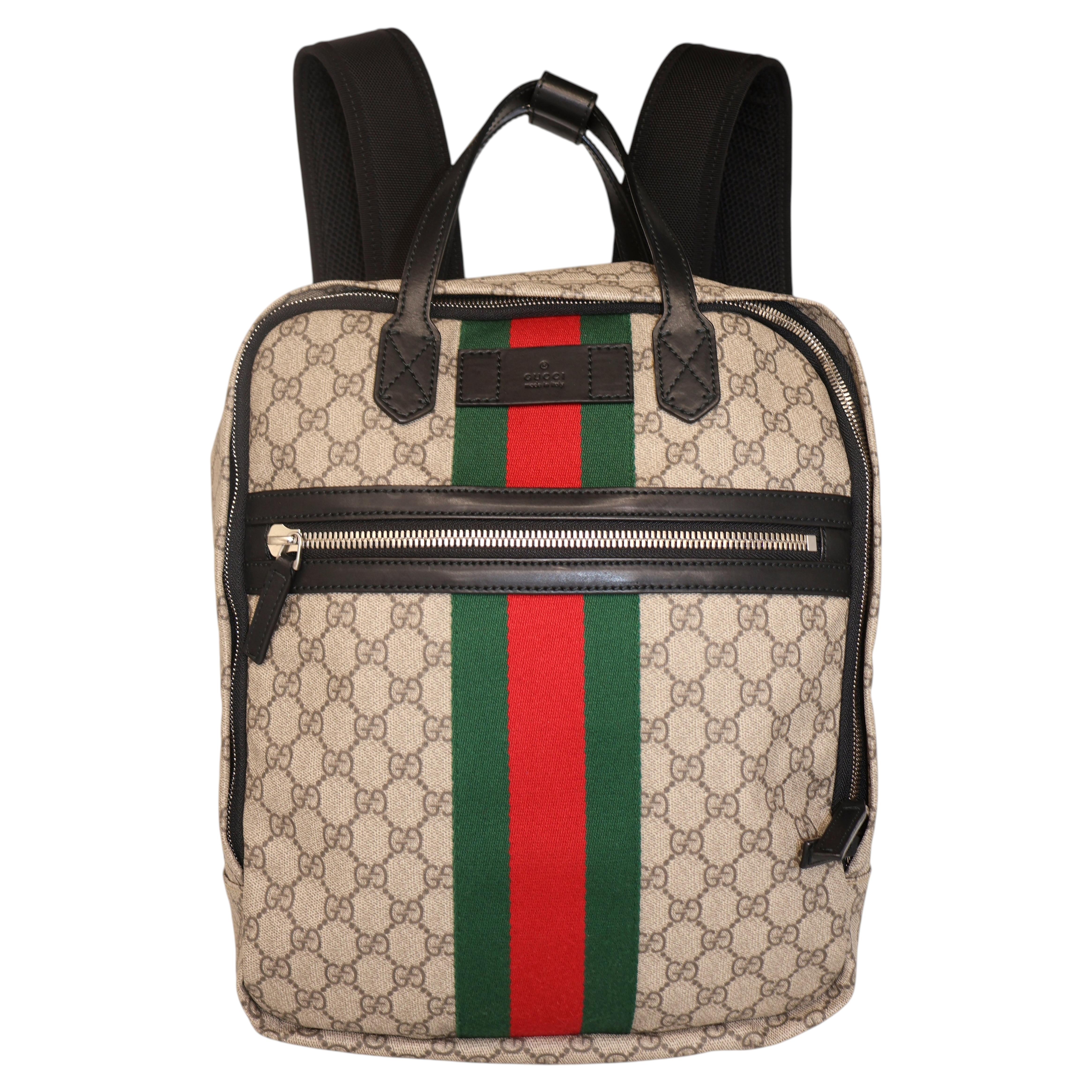 Gucci GG Monogram Web Supreme Sherry Line Canvas Large Backpack, 2018.