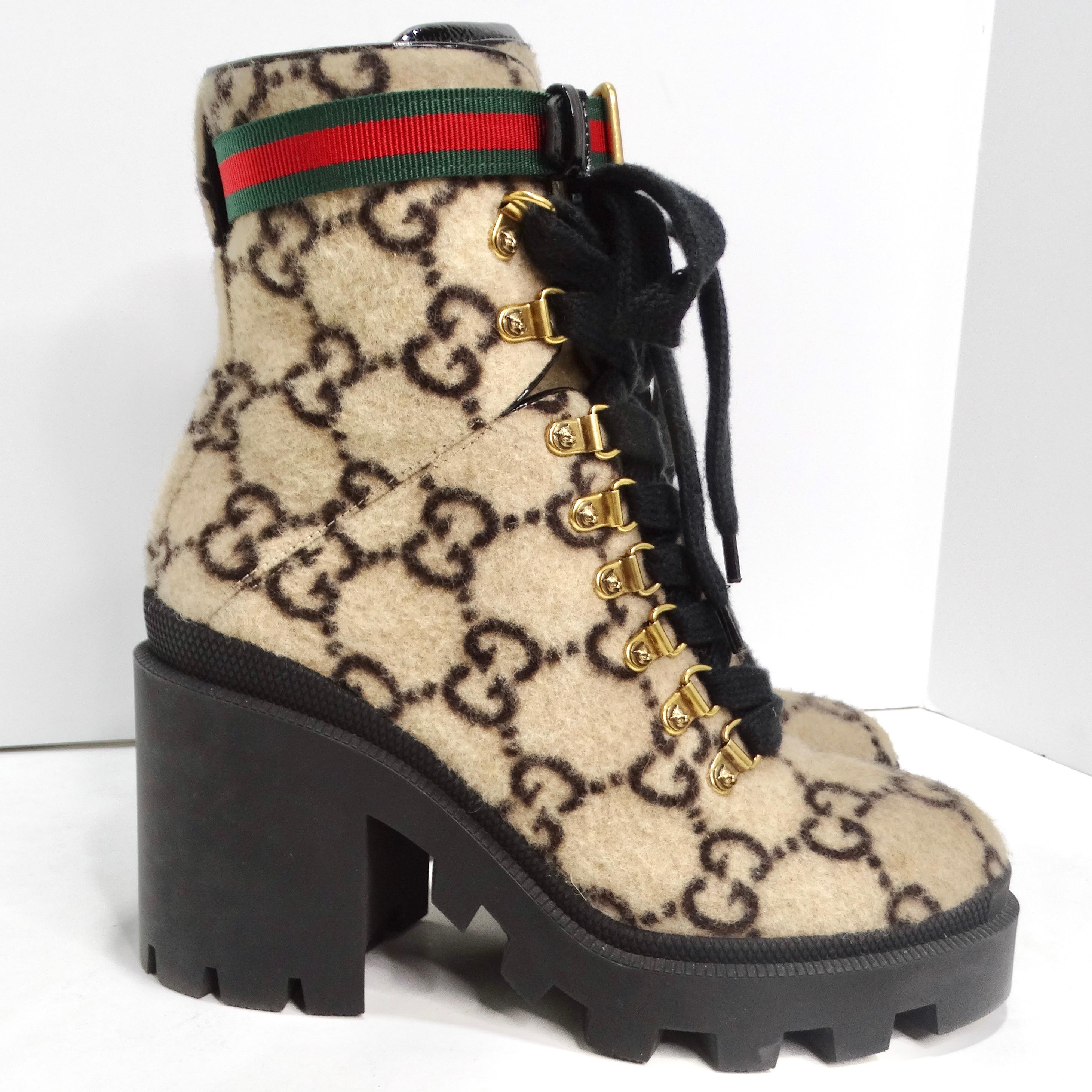 Women's or Men's Gucci GG Monogram Wool Ankle Boots For Sale