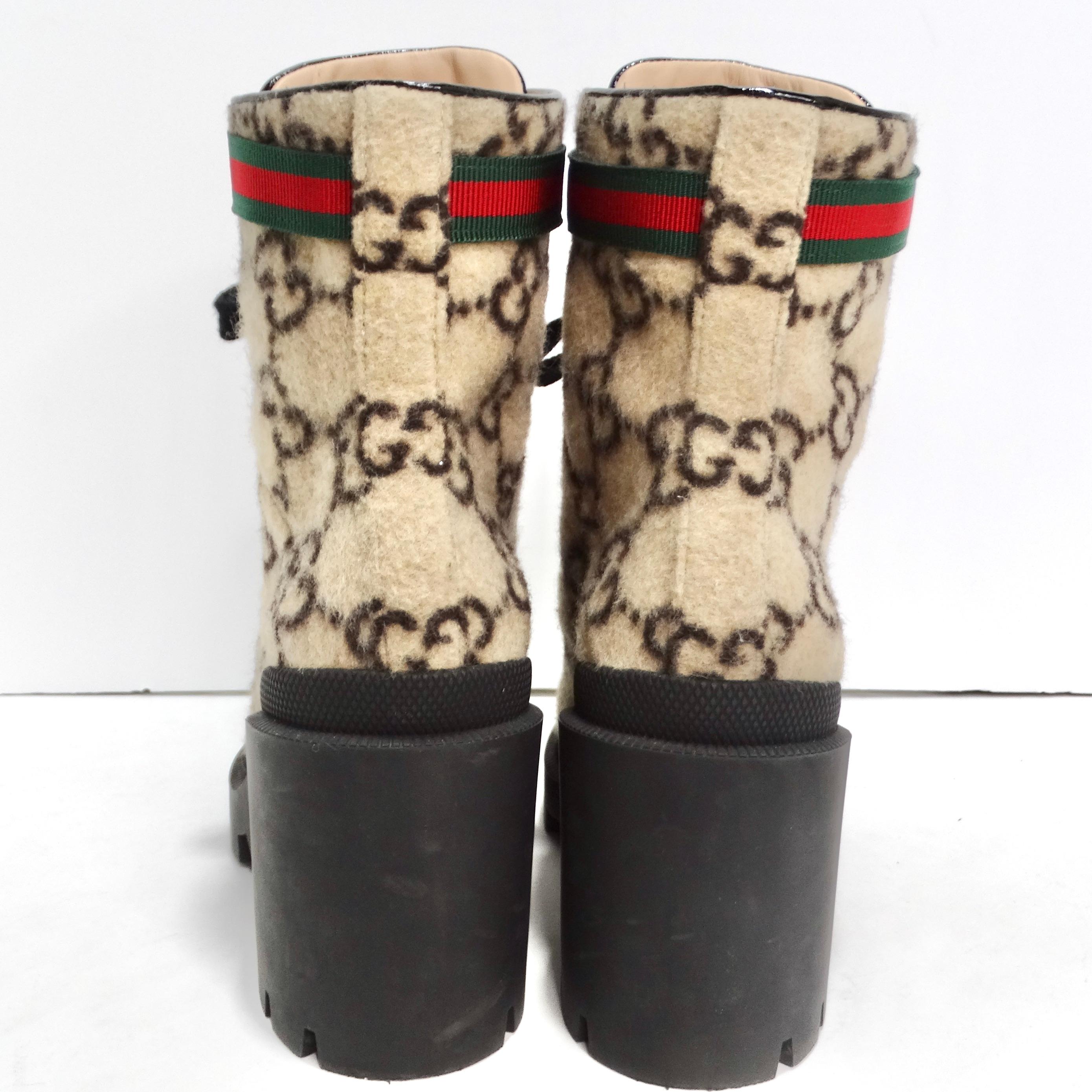 Gucci GG Monogram Wool Ankle Boots For Sale 2