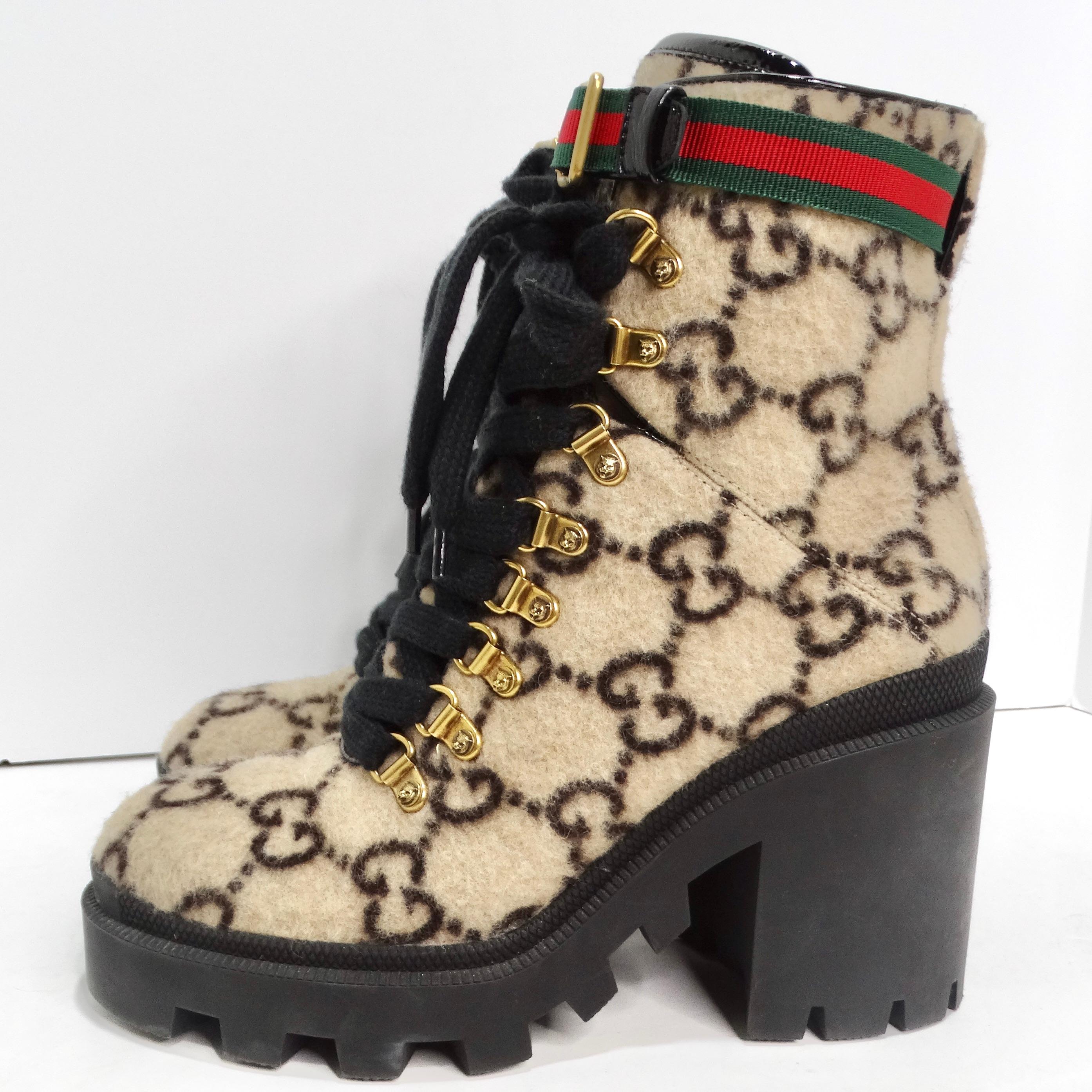 Gucci GG Monogram Wool Ankle Boots For Sale 3