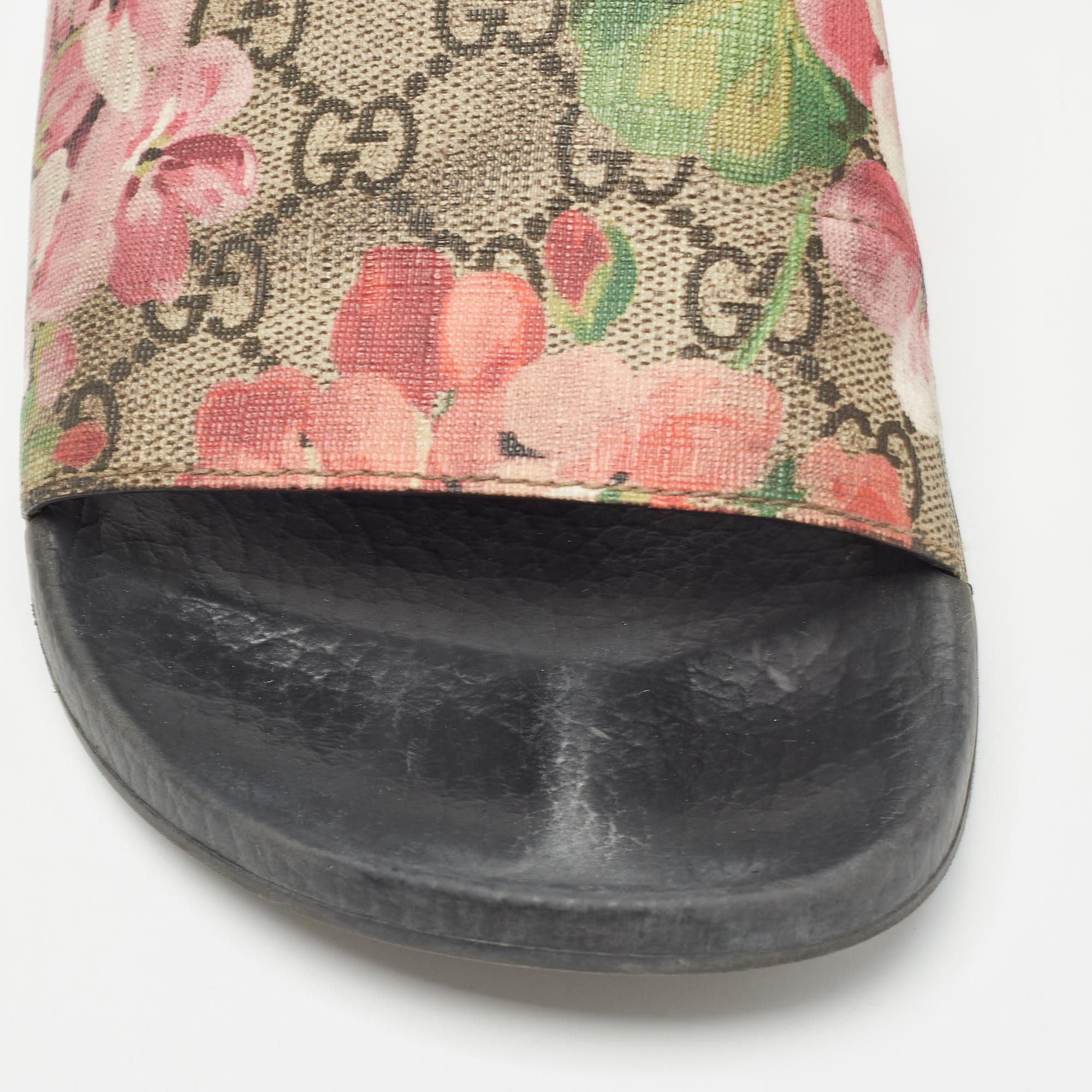 Gucci GG Multicolor Canvas Floral Slide Flats Size 39 3
