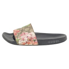 Gucci GG Multicolor Canvas Floral Slide Flats Size 39
