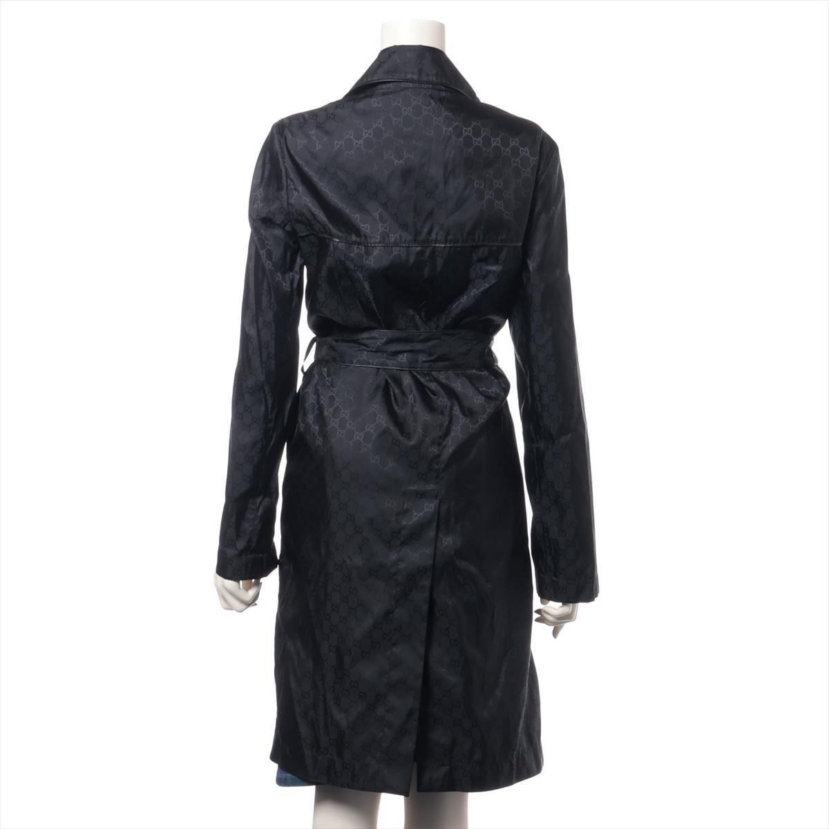 Gucci GG Nylon Belted Wrap Coat Black In Good Condition For Sale In Humacao, PR