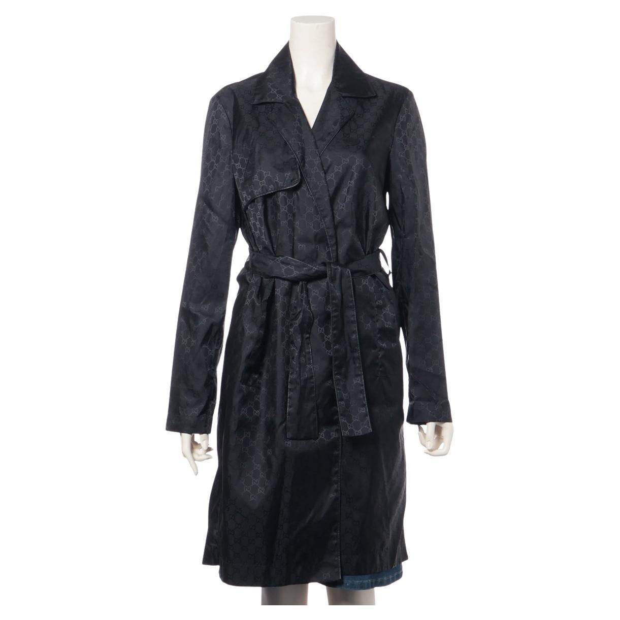 Gucci GG Nylon Belted Wrap Coat Black For Sale