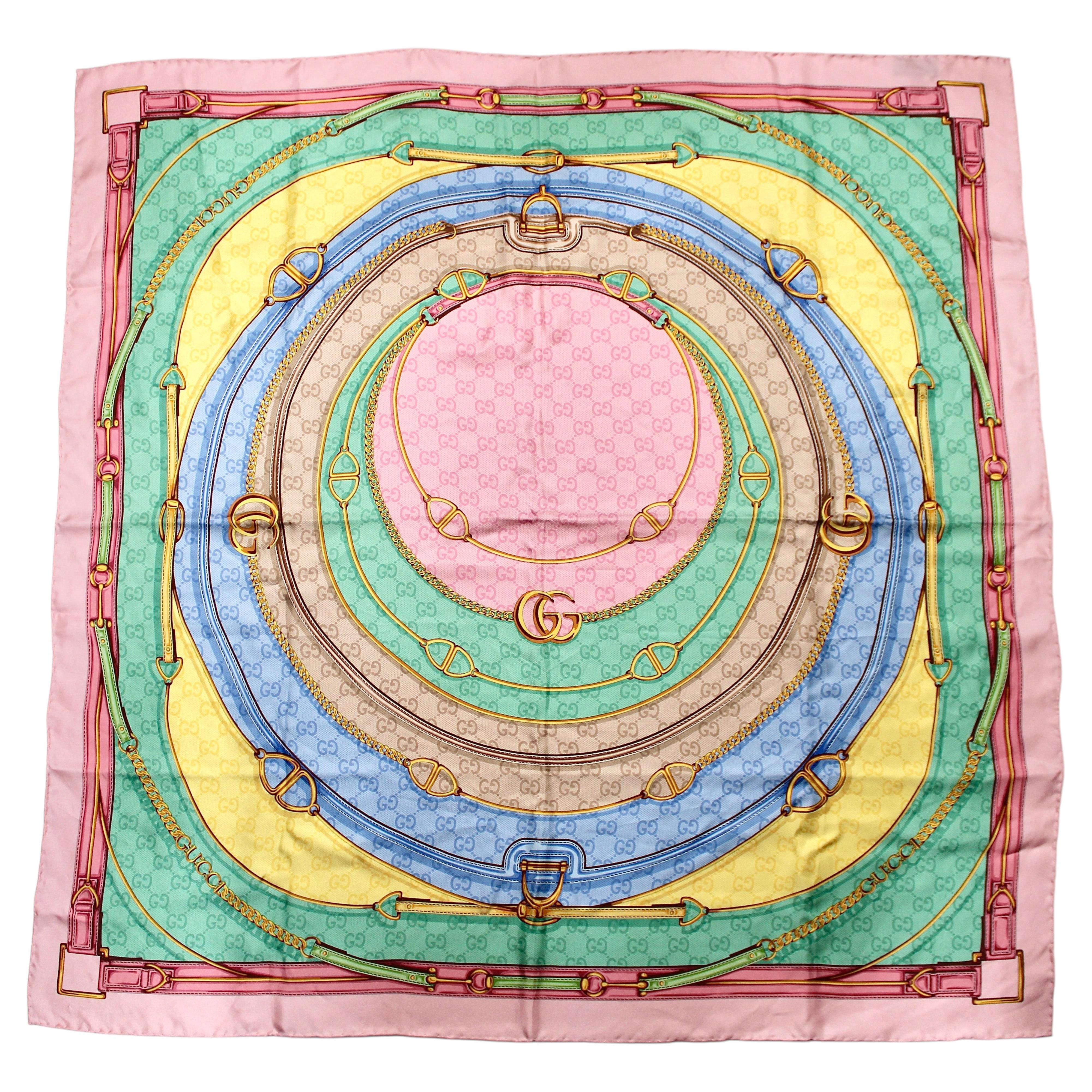 Gucci GG Pastel Print Silk Scarf