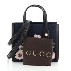Gucci Tiger Pearl Tote Embroidered Denim Small