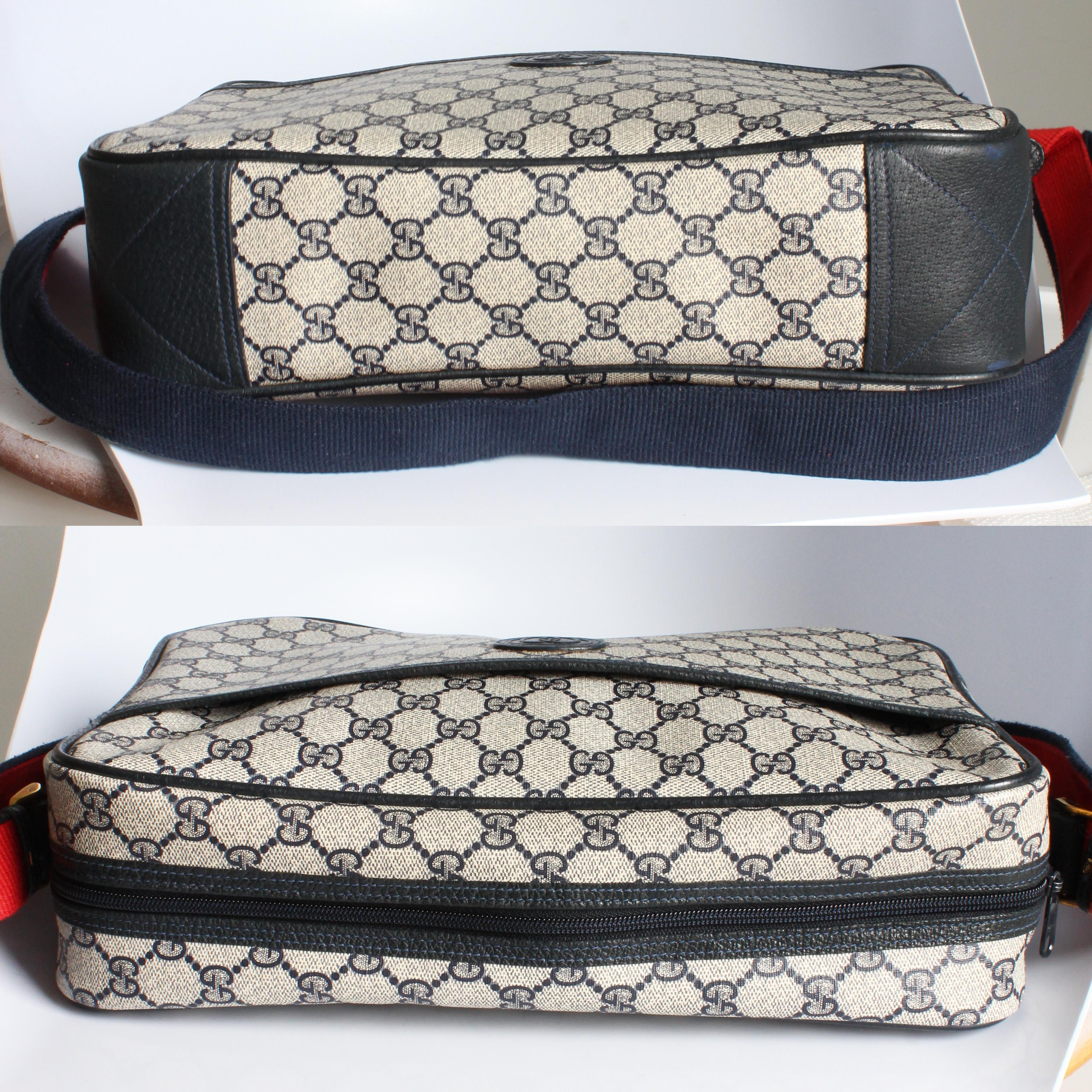 Gucci GG Plus Messenger Bag Reisetasche mit abnehmbarem Beutel in Marineblau Vintage im Angebot 6